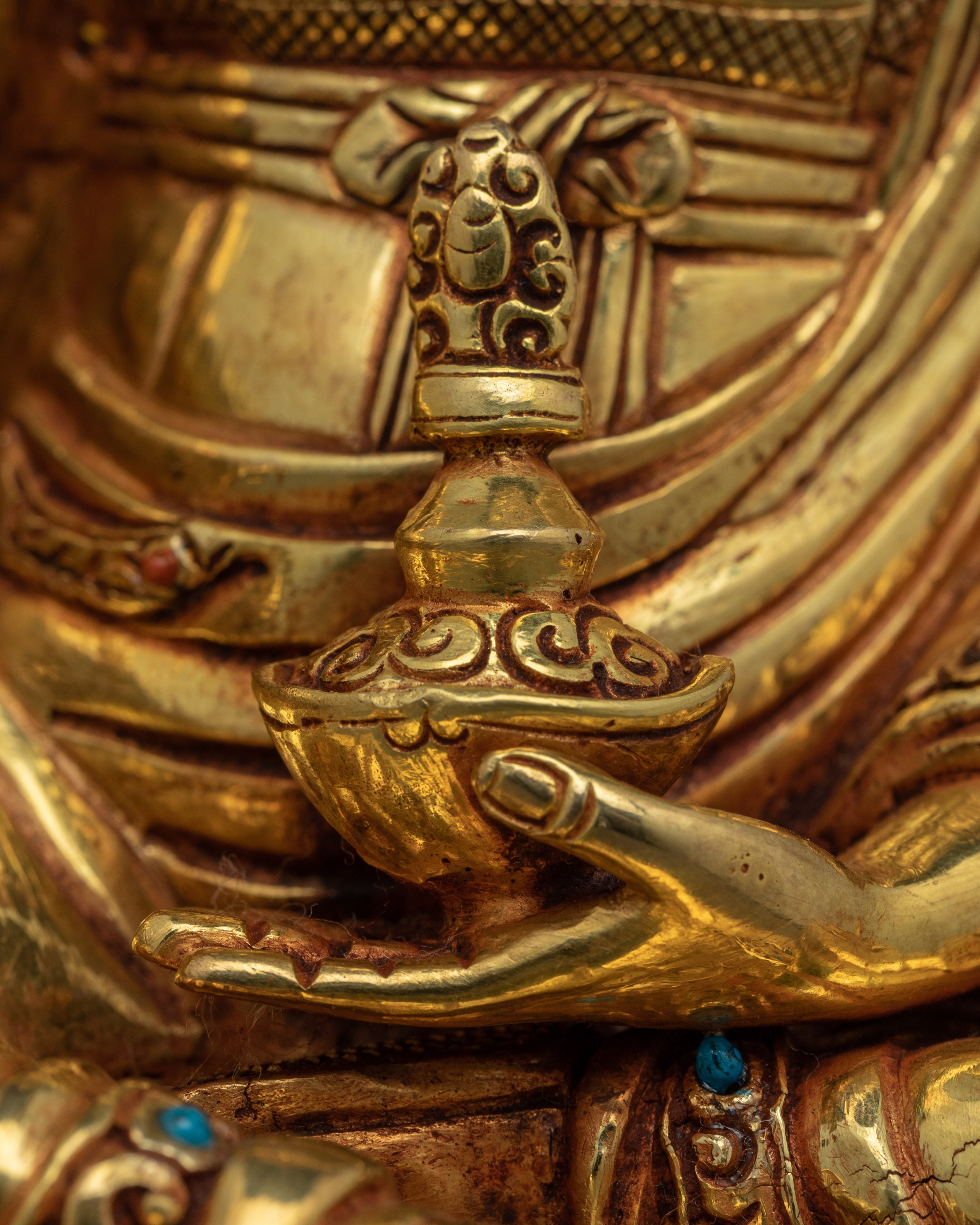Master Padmasambhava Guru Rinpoche Statue | Traditional Gold-Gilded Religious Statue