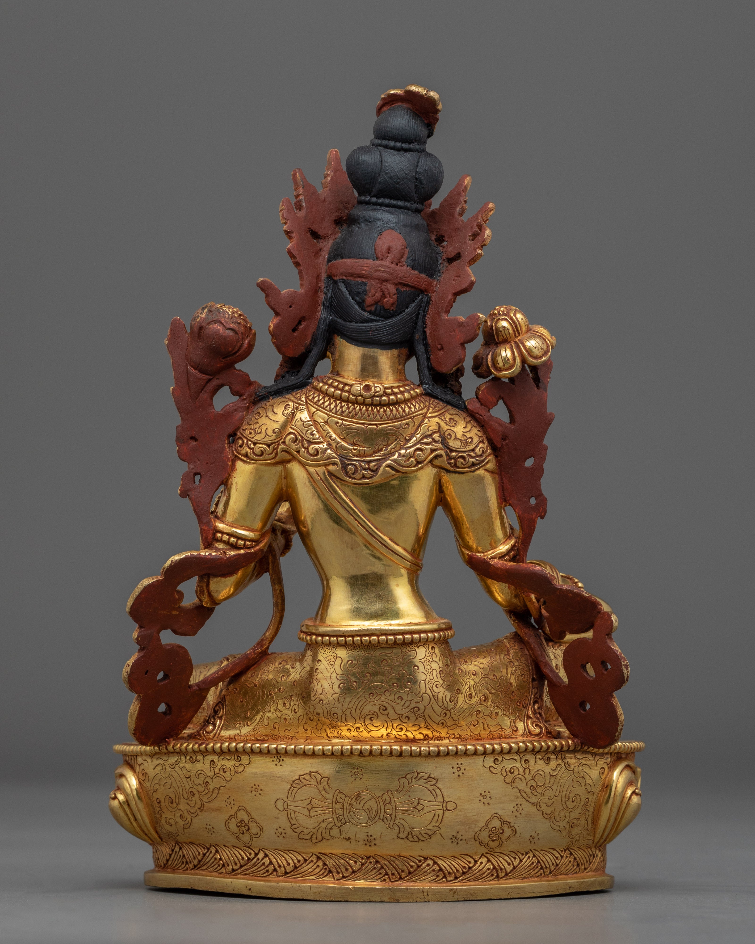 Green Tara, Female Bodhisattva of Compassion Statue | Tibetan Art Plated with Gold