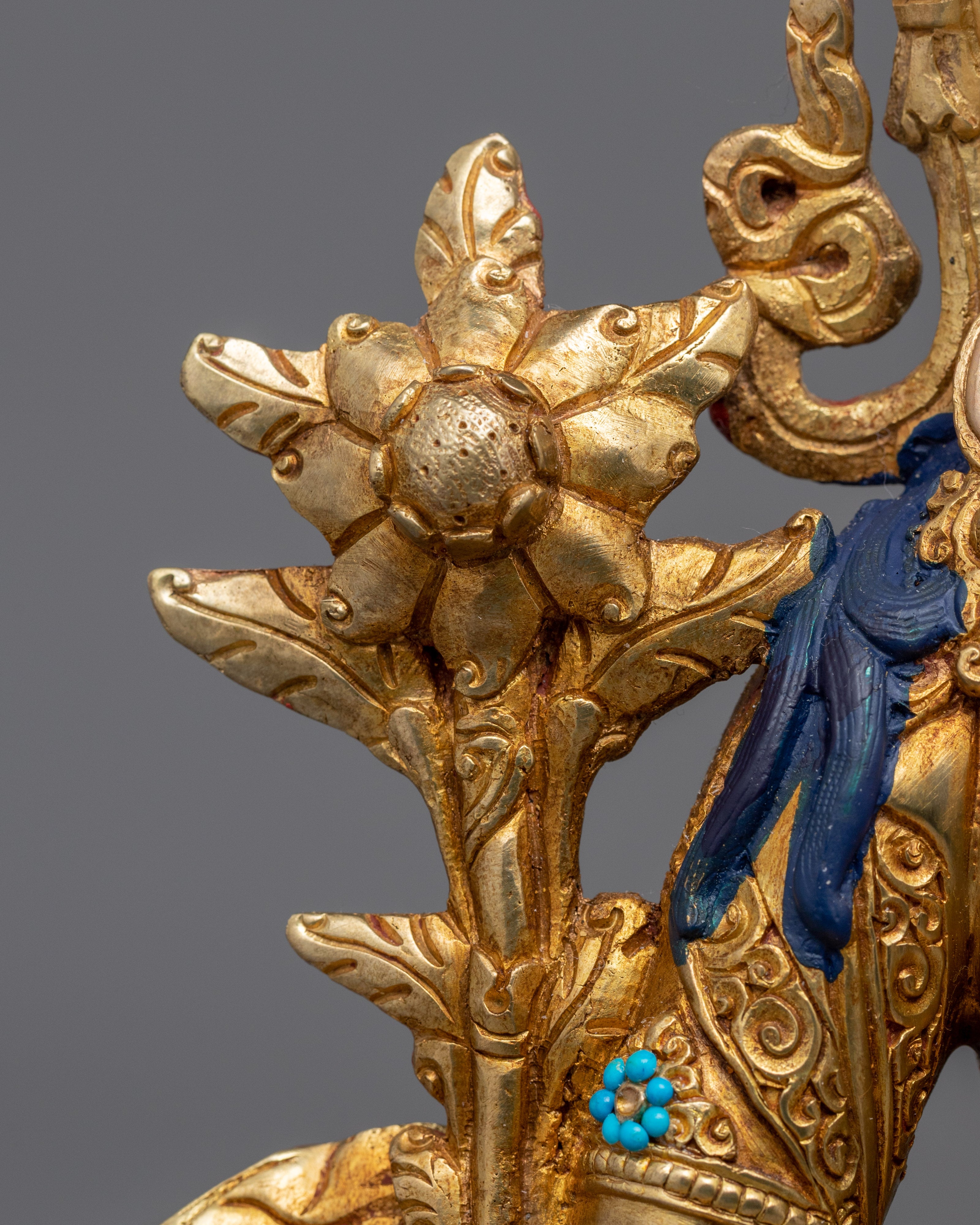 24k Gold Female Bodhisattva of Compassion, White Tara Statue | Religious Statue for Meditation