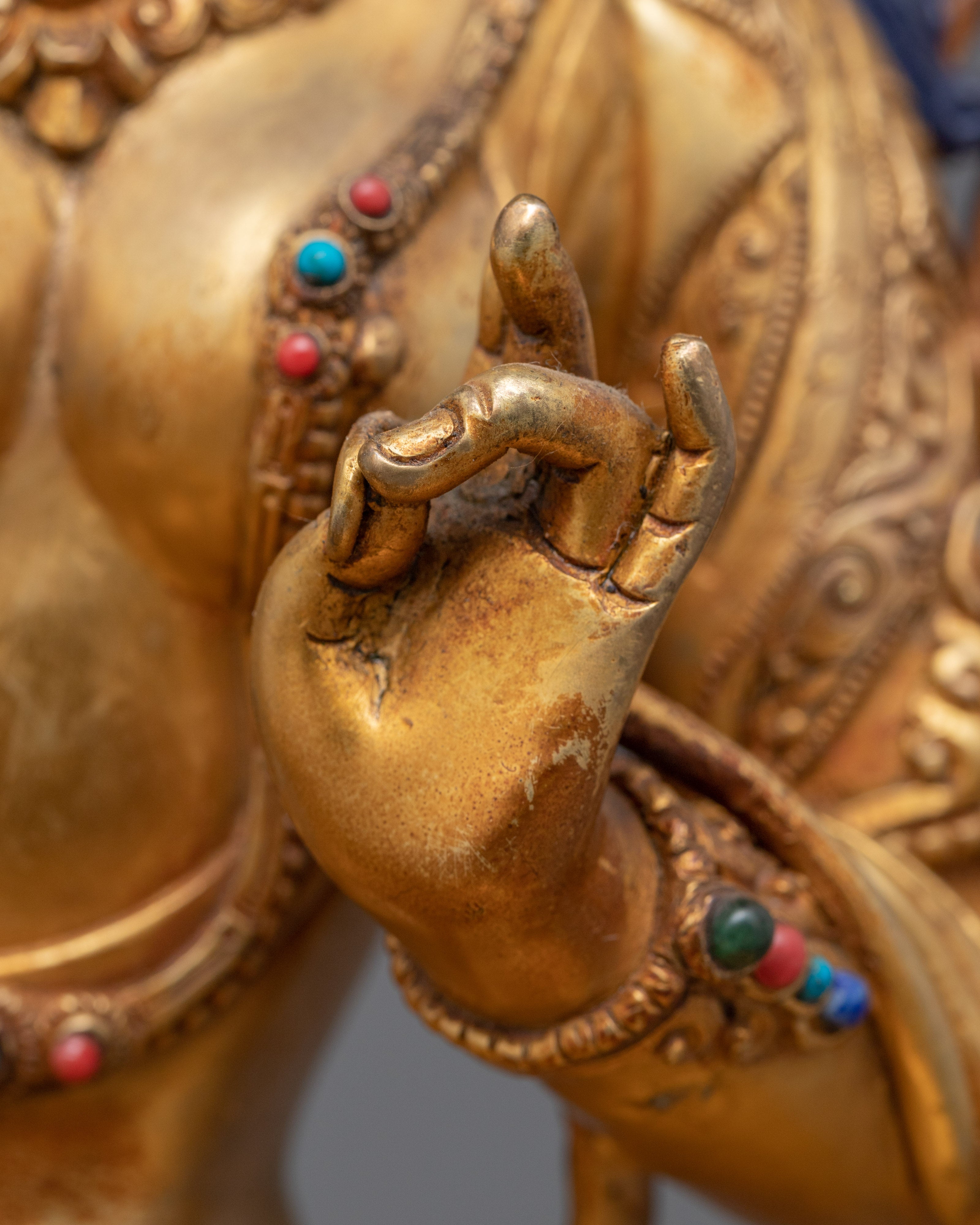 Gold Gilded High quality Green Tara Altar Statue | Female Bodhisattva of Wisdom Statue