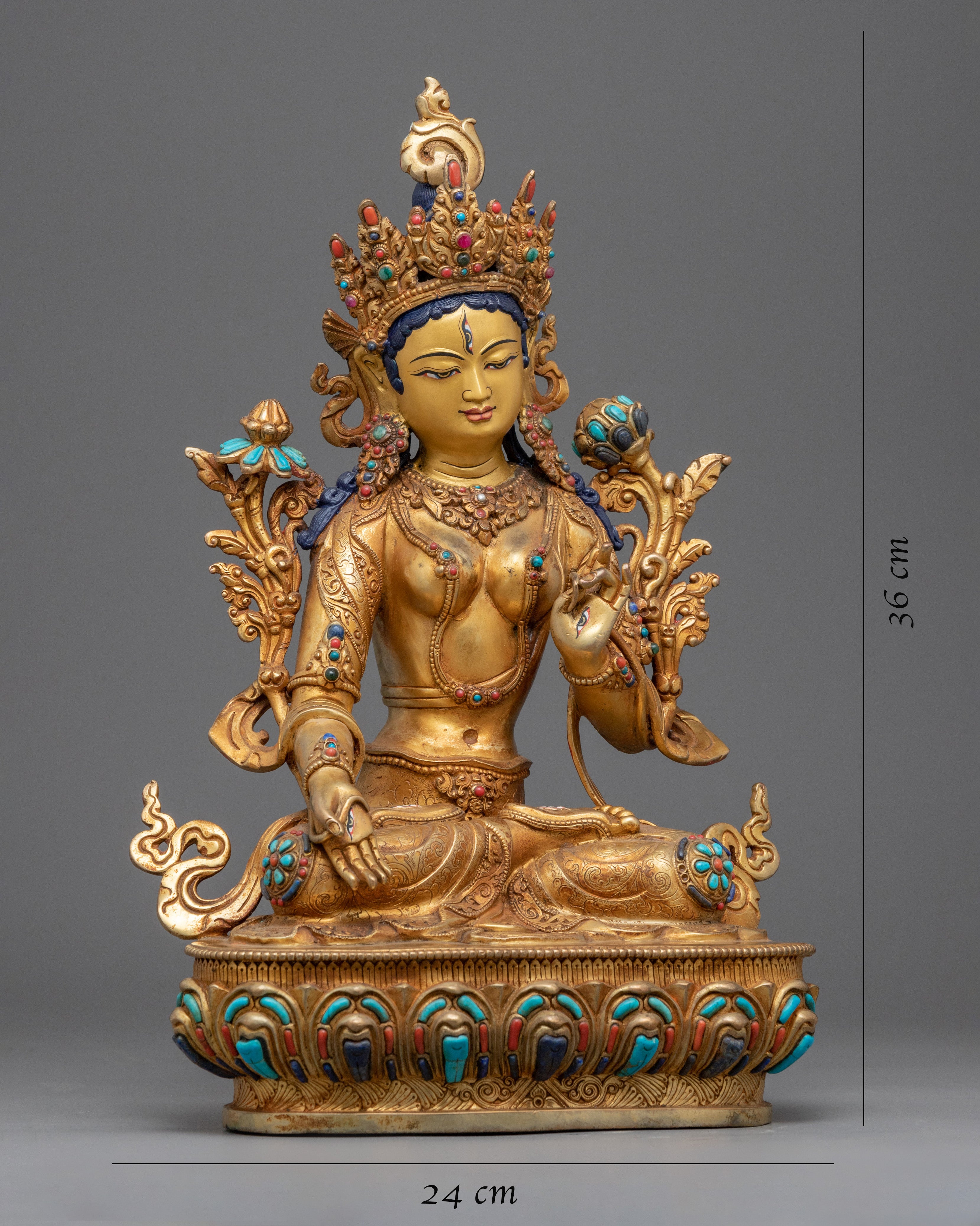 White Tara, Deity of Prosperity Sculpture | Hand-Carved Buddhist Statue
