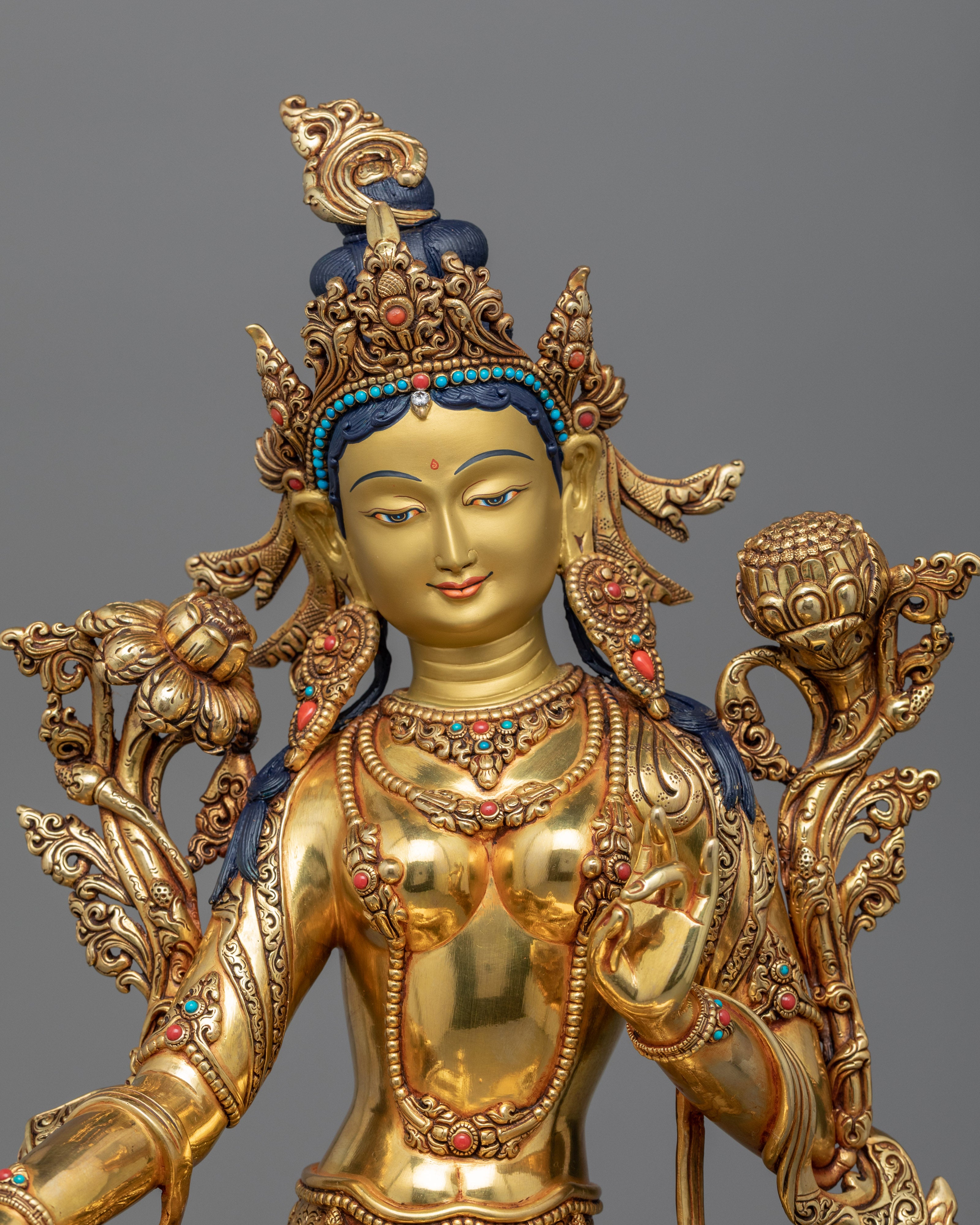 Green Tara Image Statue | Female Buddha Sculpture