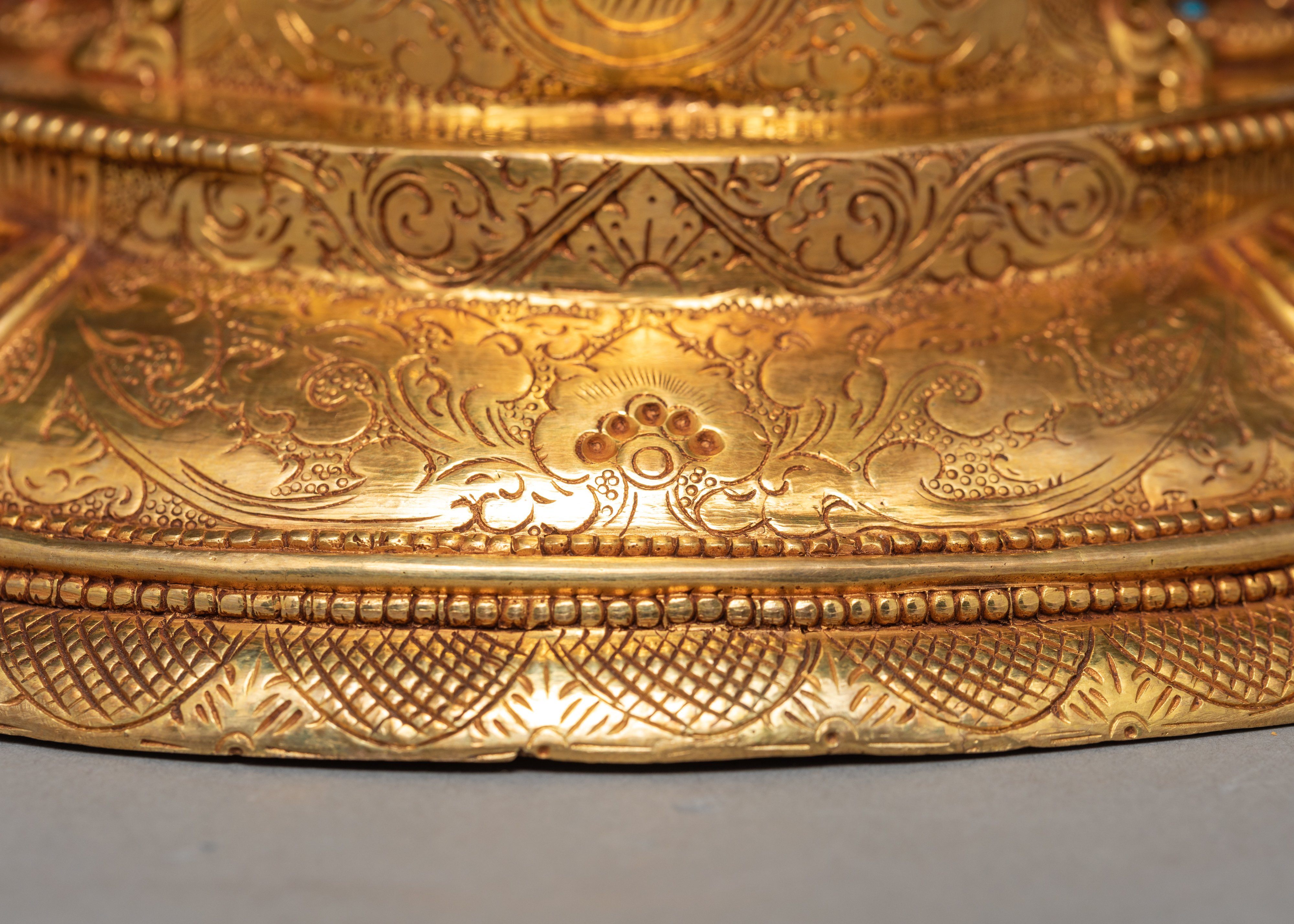 24K Gold Plated Vajrasattva Statue, Traditionally Hand Carved Dorje Sempa