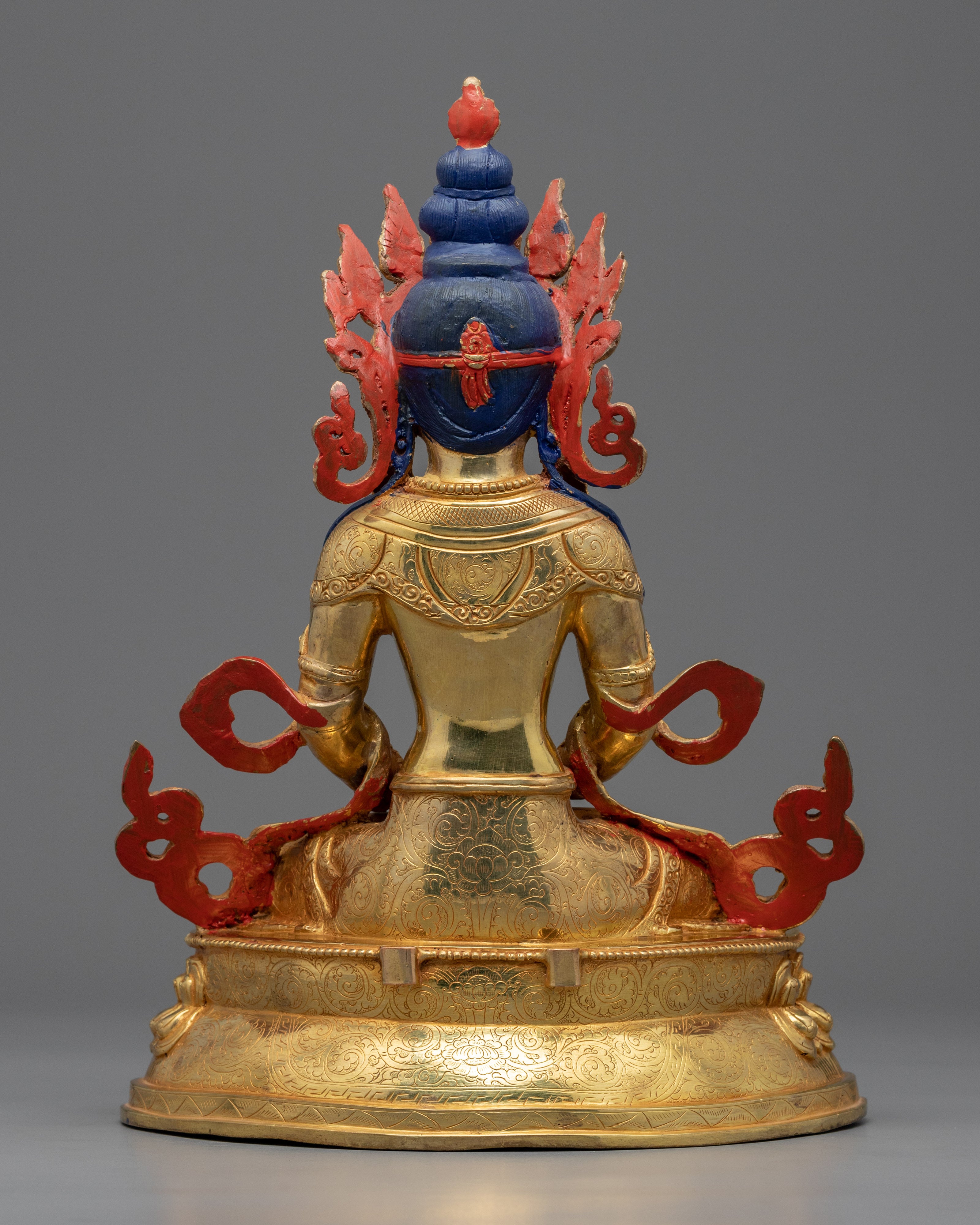 Gold Painted Amitayus Statue | Handmade Artwork of Nepal