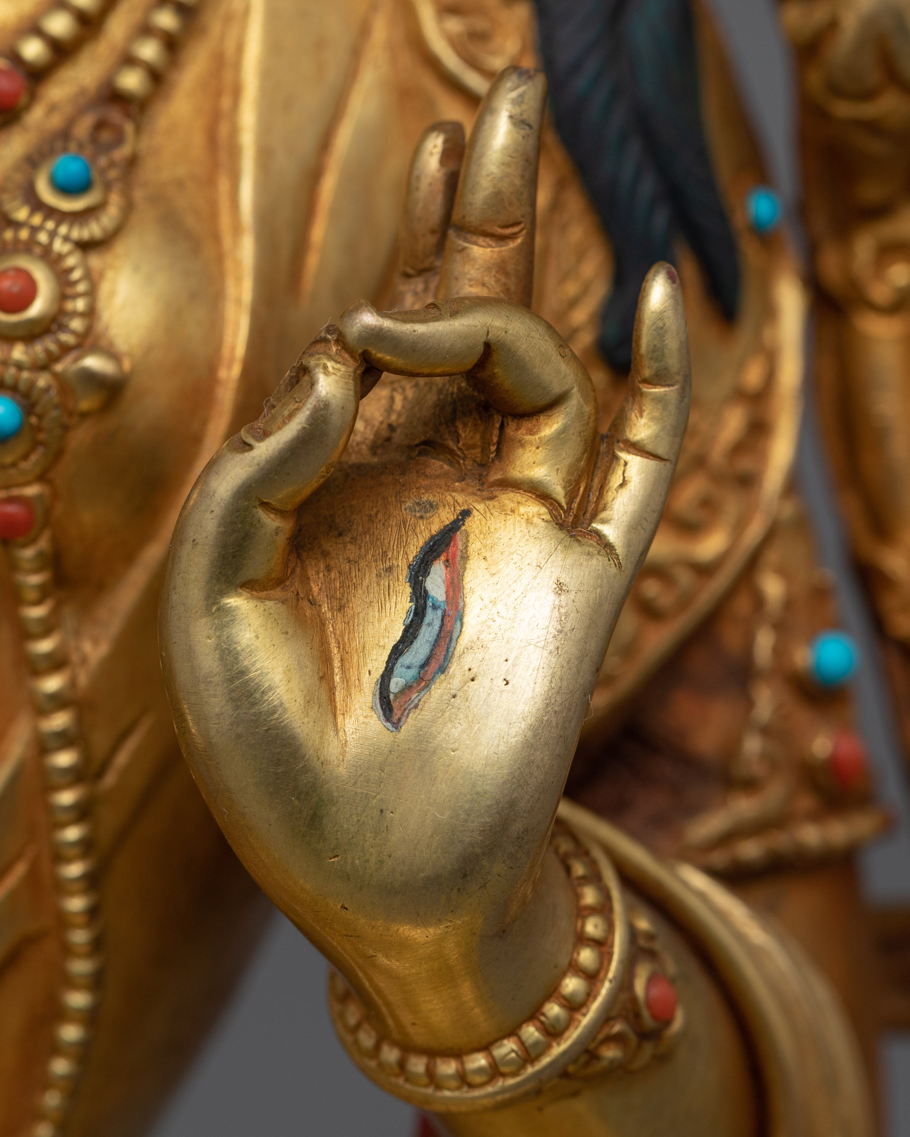 24K Gold Plated White Tara Sculpture | Female Buddhist Deity Sculpture