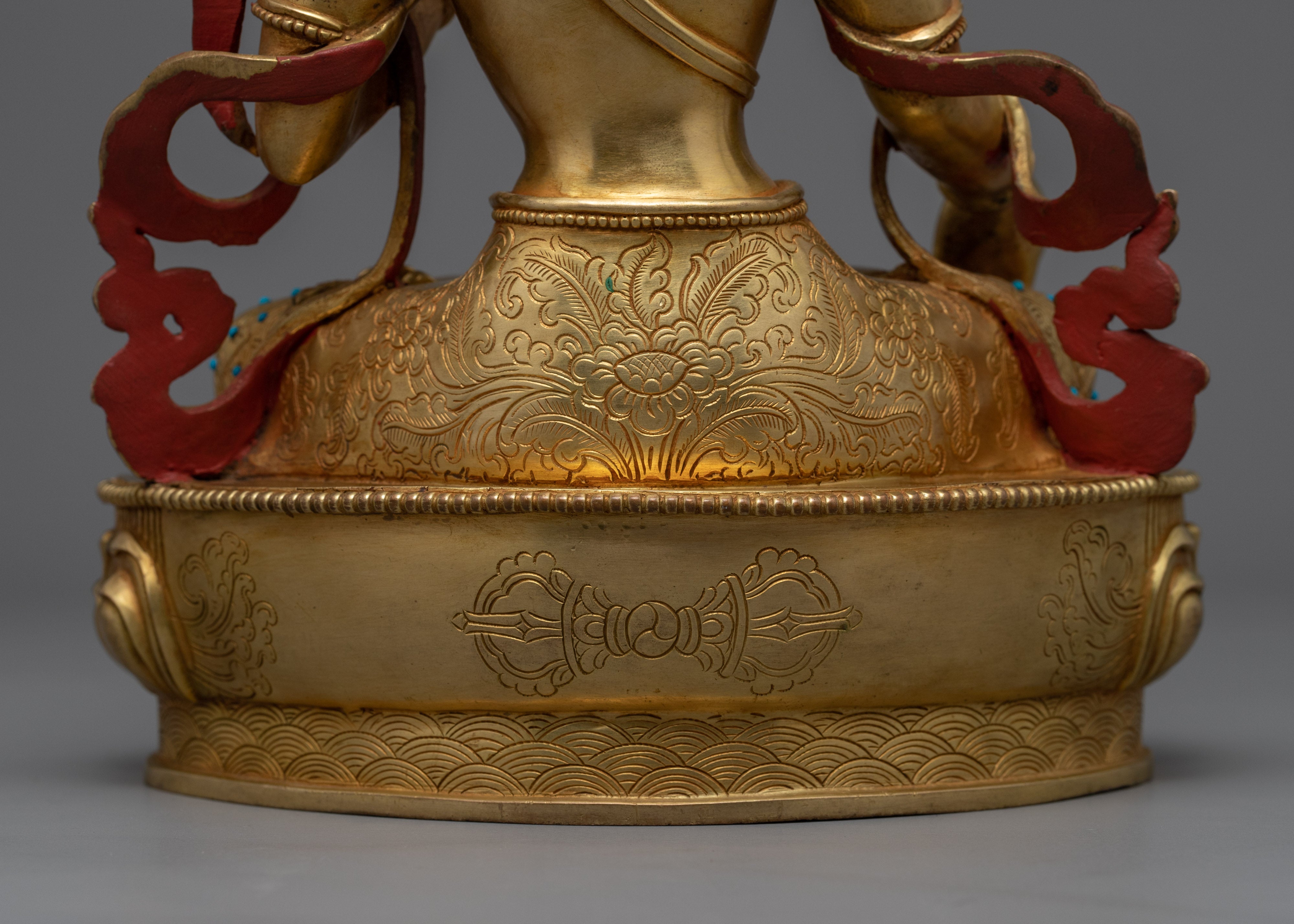 24K Gold Plated White Tara Sculpture | Female Buddhist Deity Sculpture