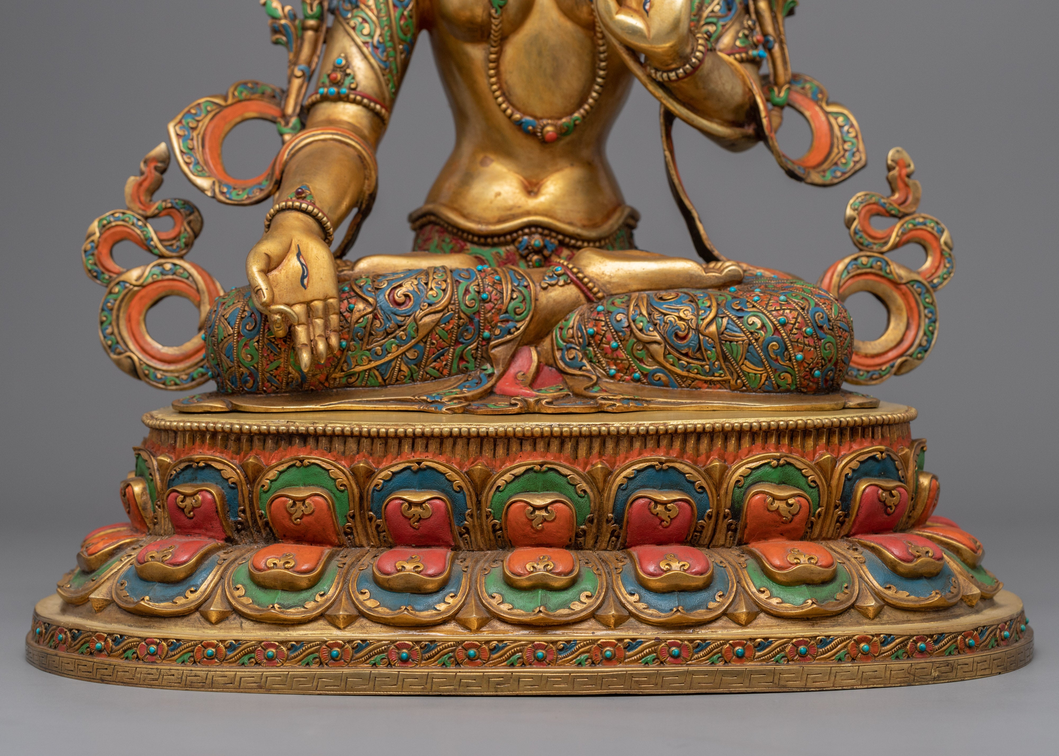 Female Bodhisattva White Tara Statue | Gold Gilded Buddhist Statue