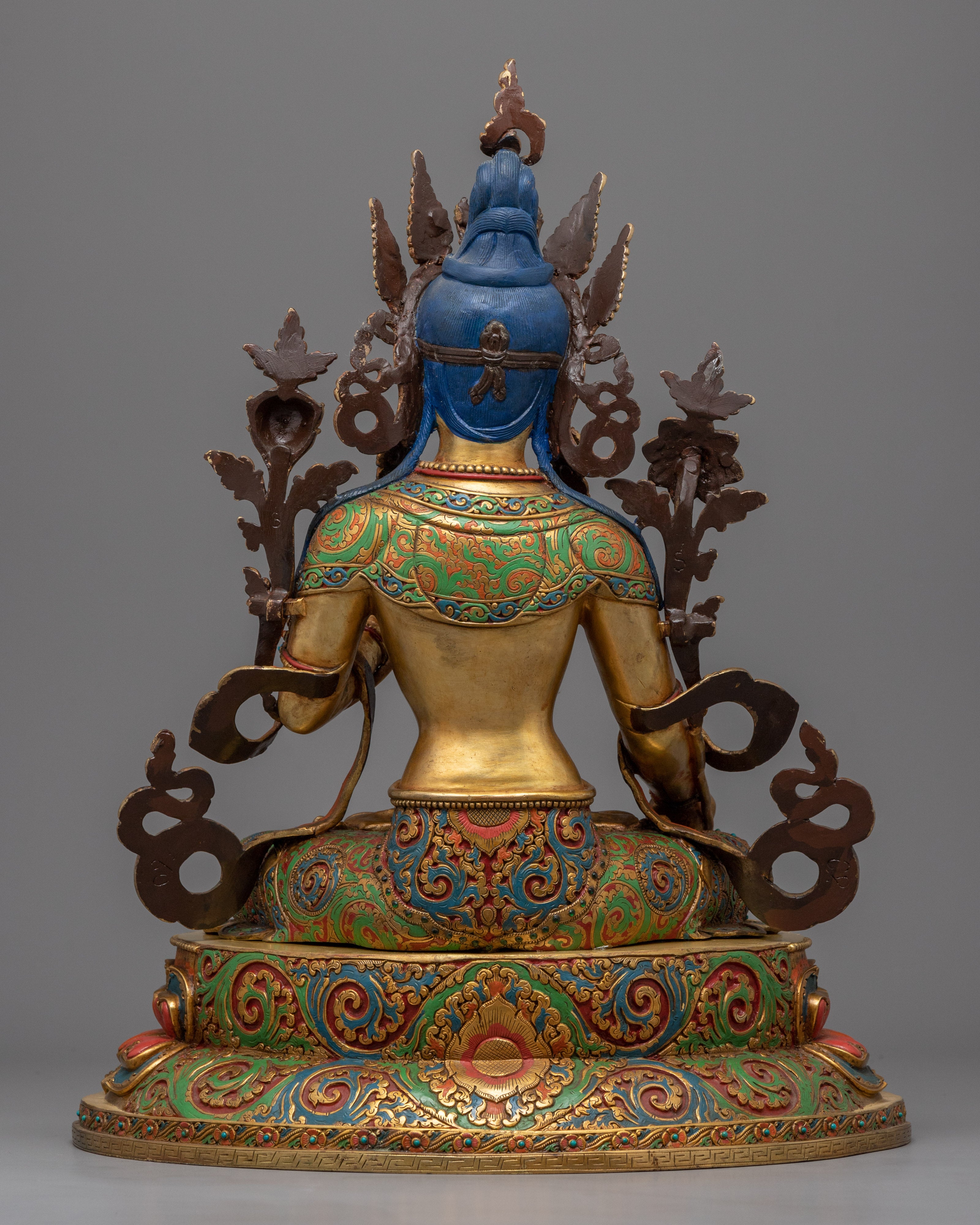 Female Bodhisattva White Tara Statue | Gold Gilded Buddhist Statue