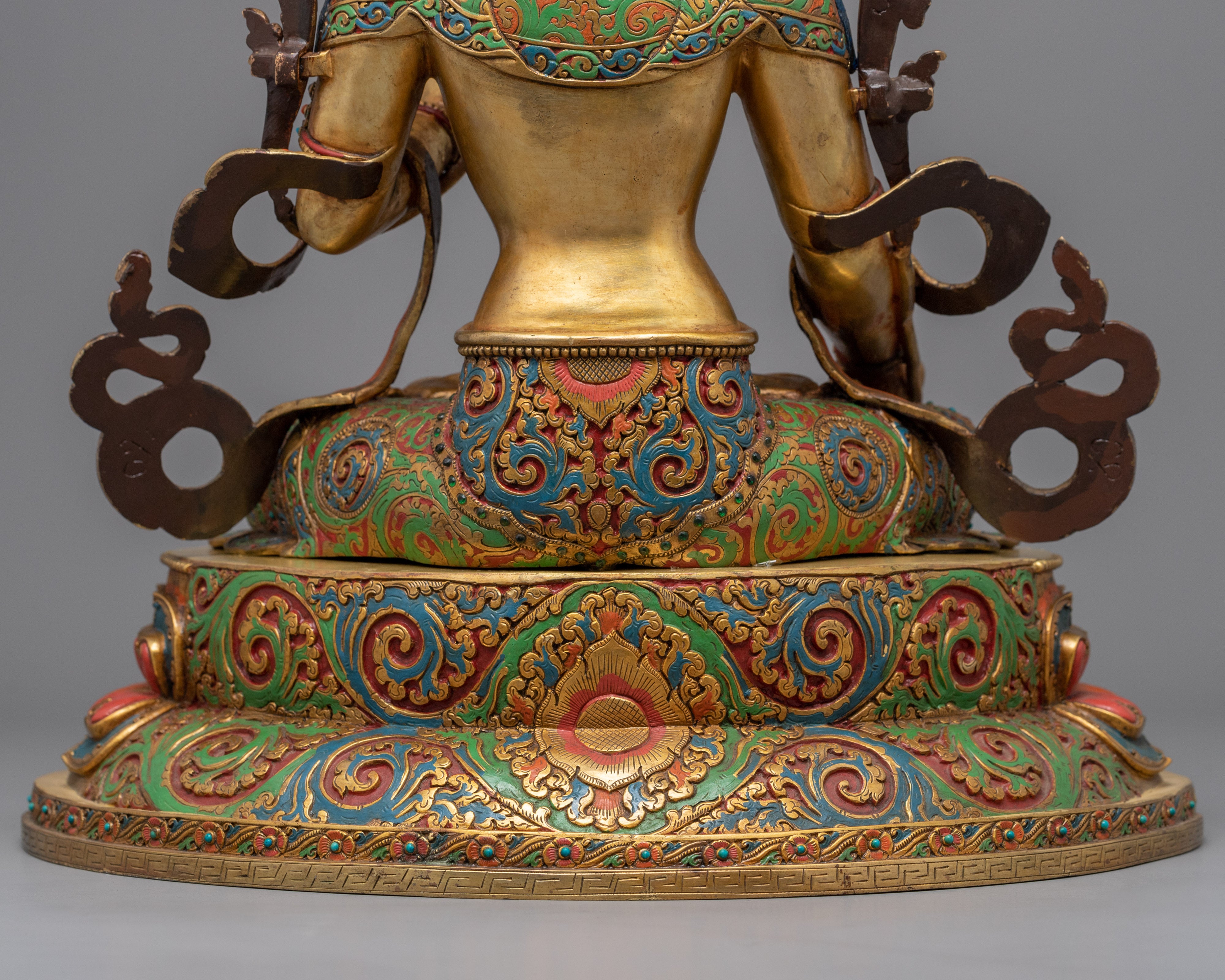Female Bodhisattva White Tara Statue | Gold Gilded Buddhist Statue