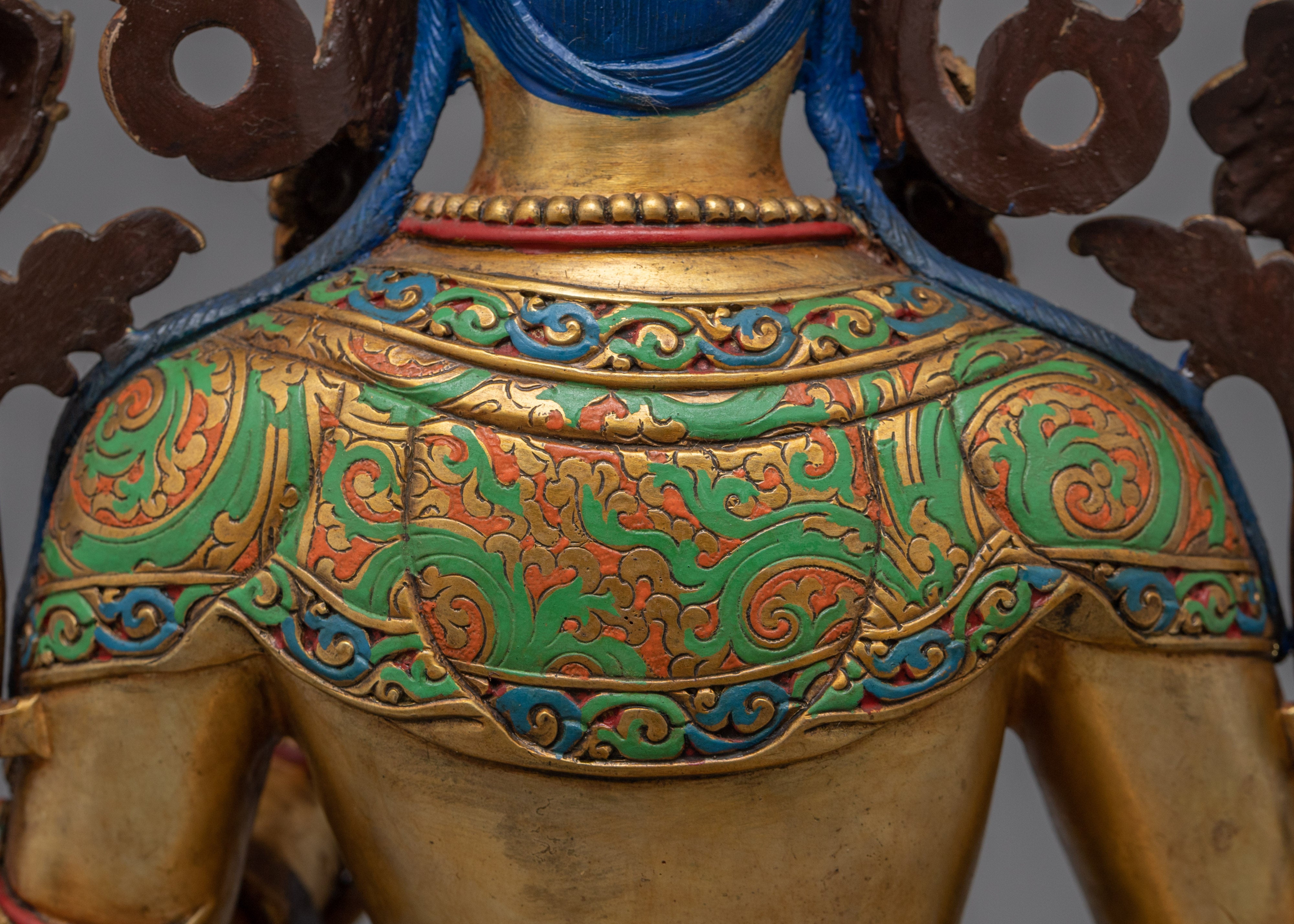 Female Bodhisattva White Tara Statue | Gold Gilded Buddhist Statue