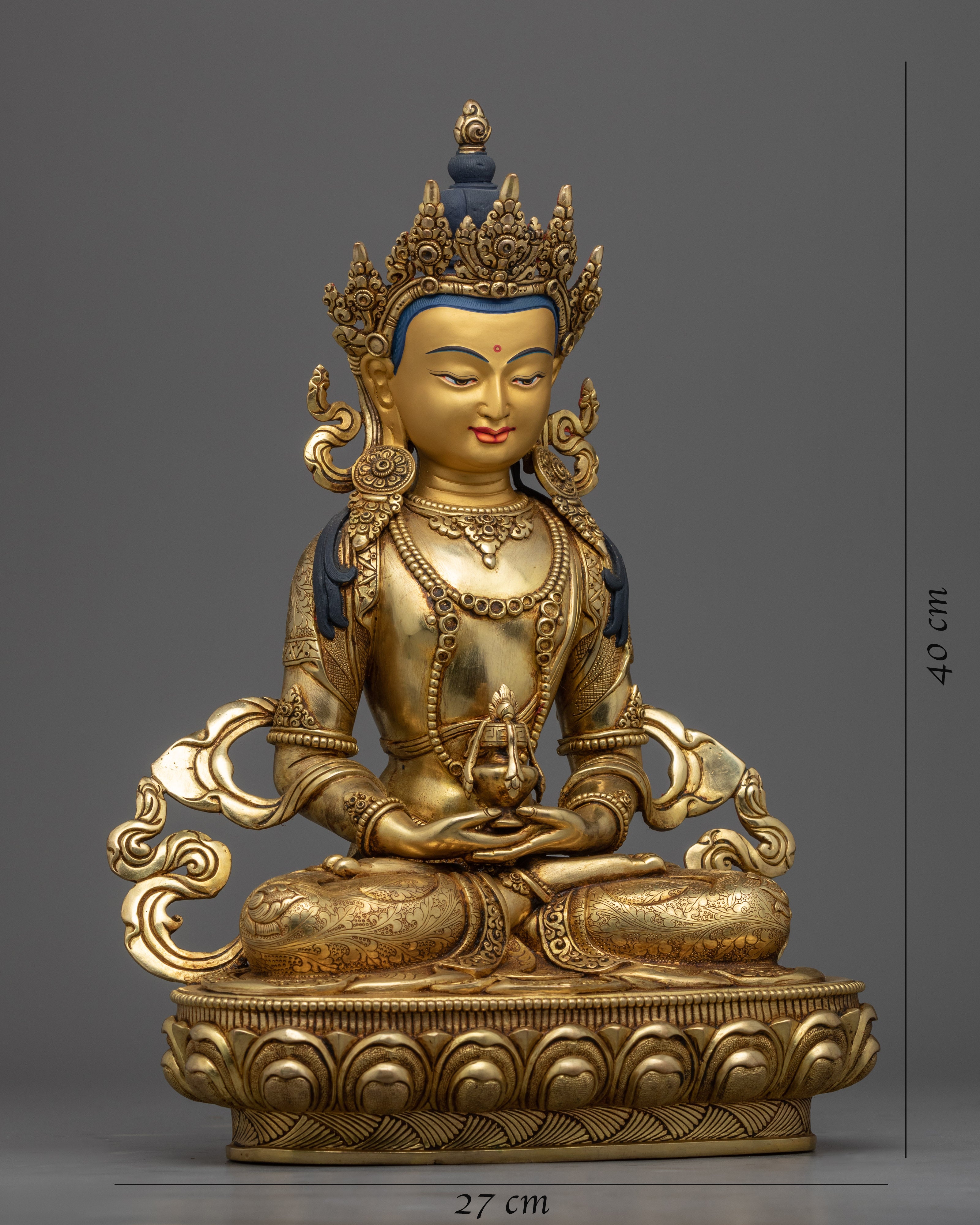 Buddha Amitayus Statue | Gold Gilded Long life Deity
