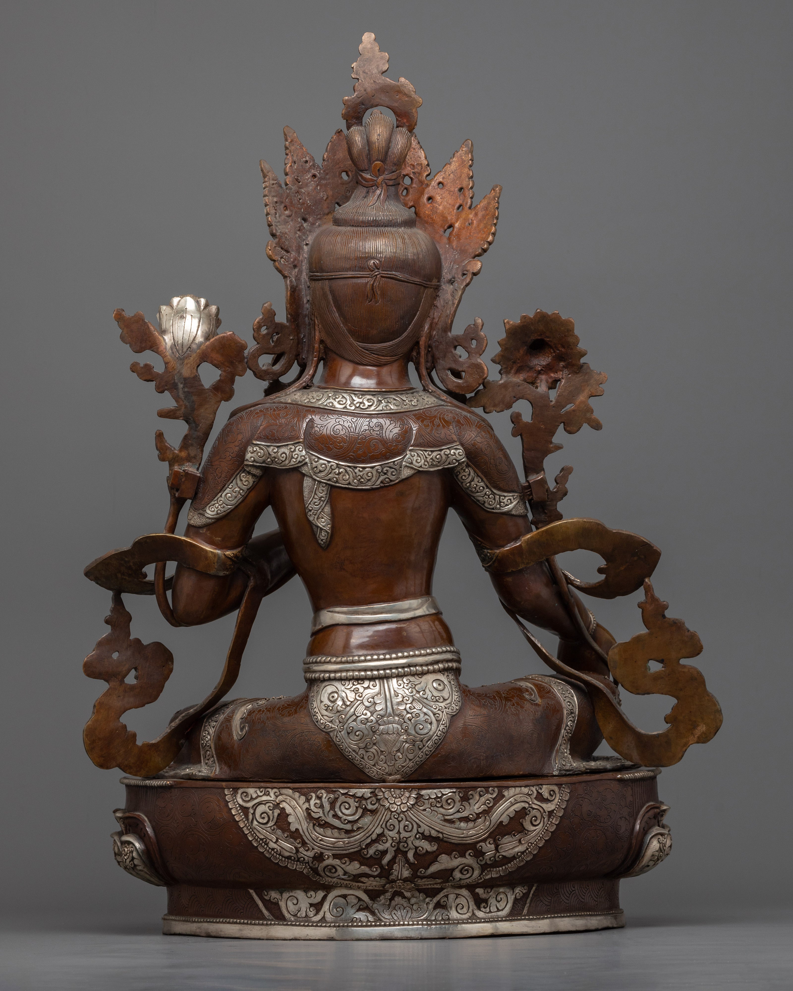 Green Tara Goddess of Compassion | Handmade Sculpture | Silver Plated