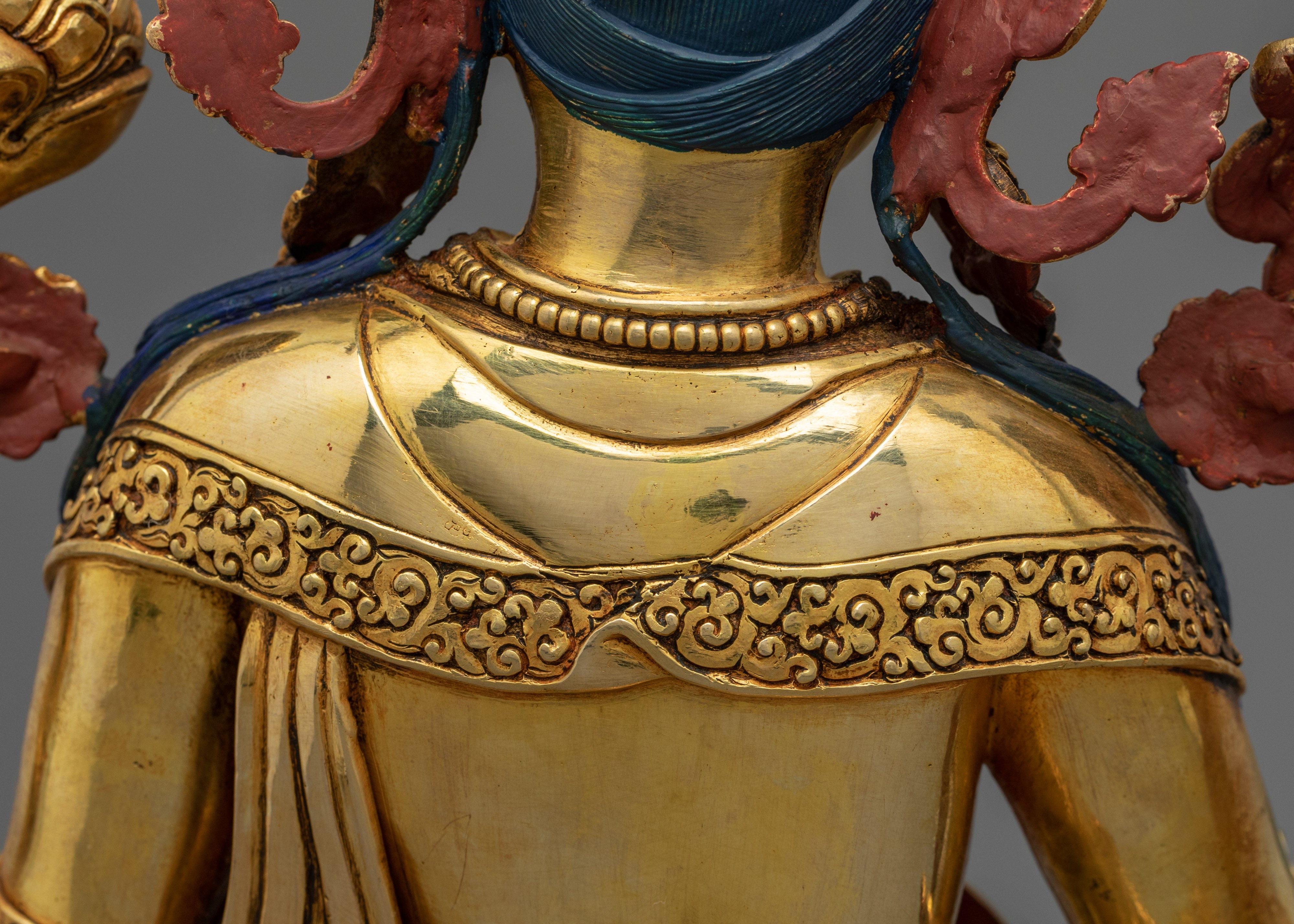 24K Gold Gilded Statue of Green Tara Bodhisattva | Buddhist Meditation Deity Sculpture