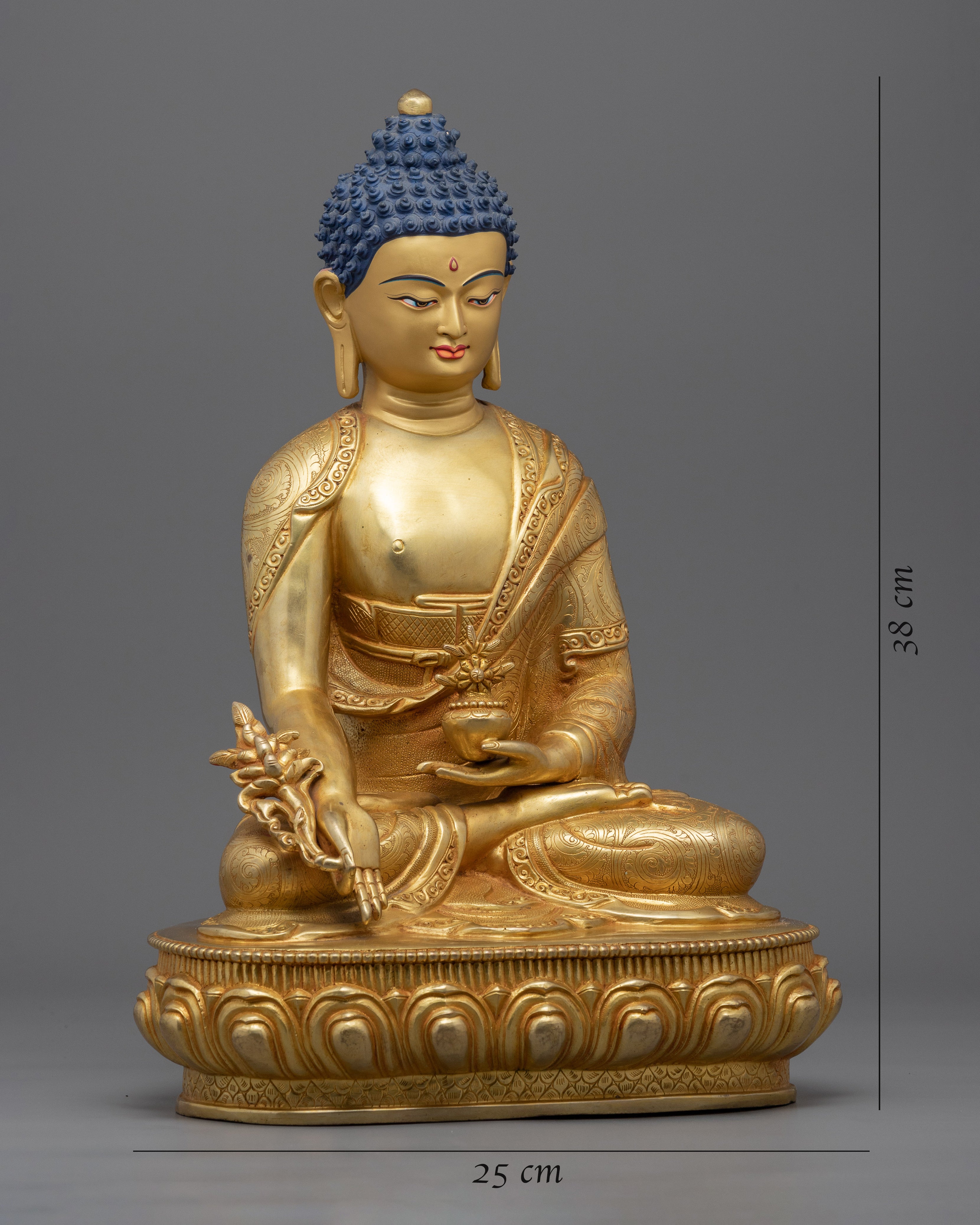 24K Gold Medicine Buddha Art | Traditional Tibetan Buddhist Statue