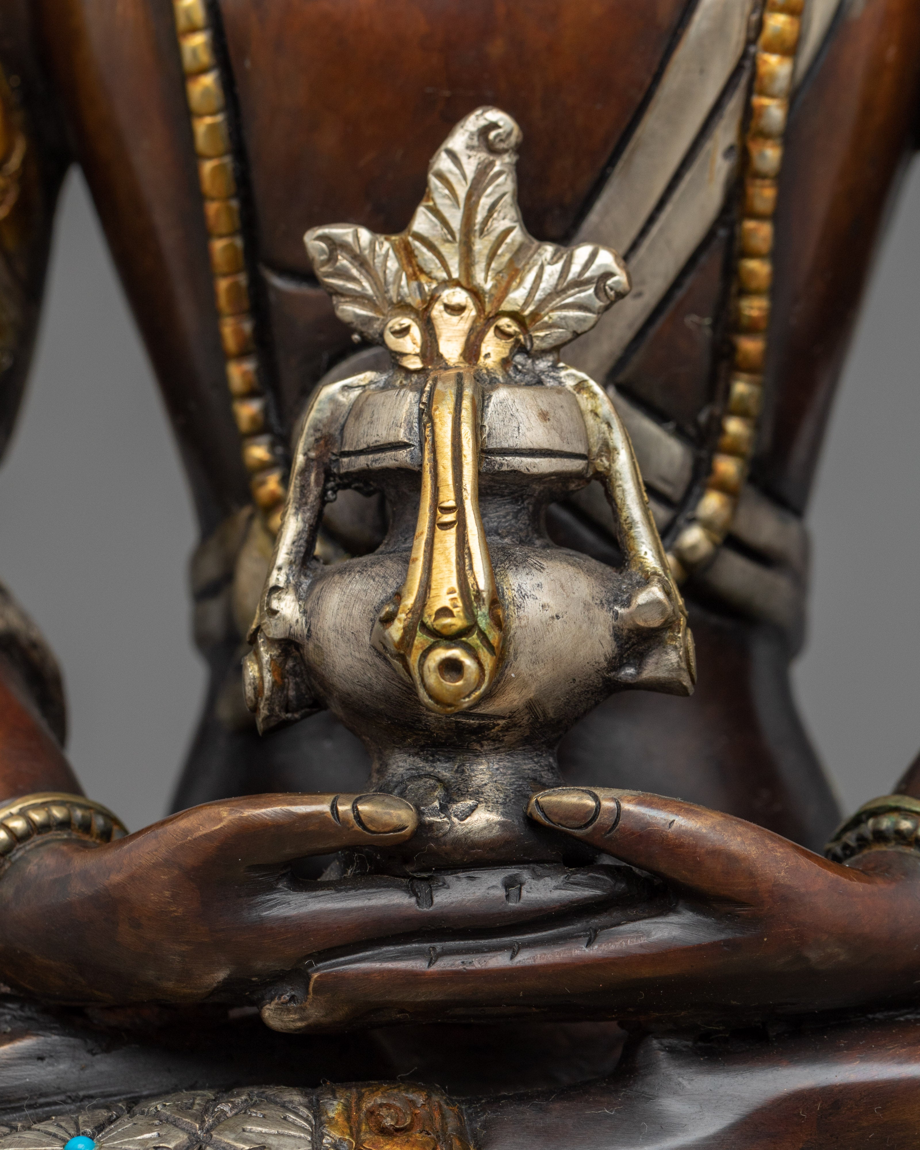 Amitayus Practice Statue | Gold and Silver Gilded Buddha Statue for Rituals
