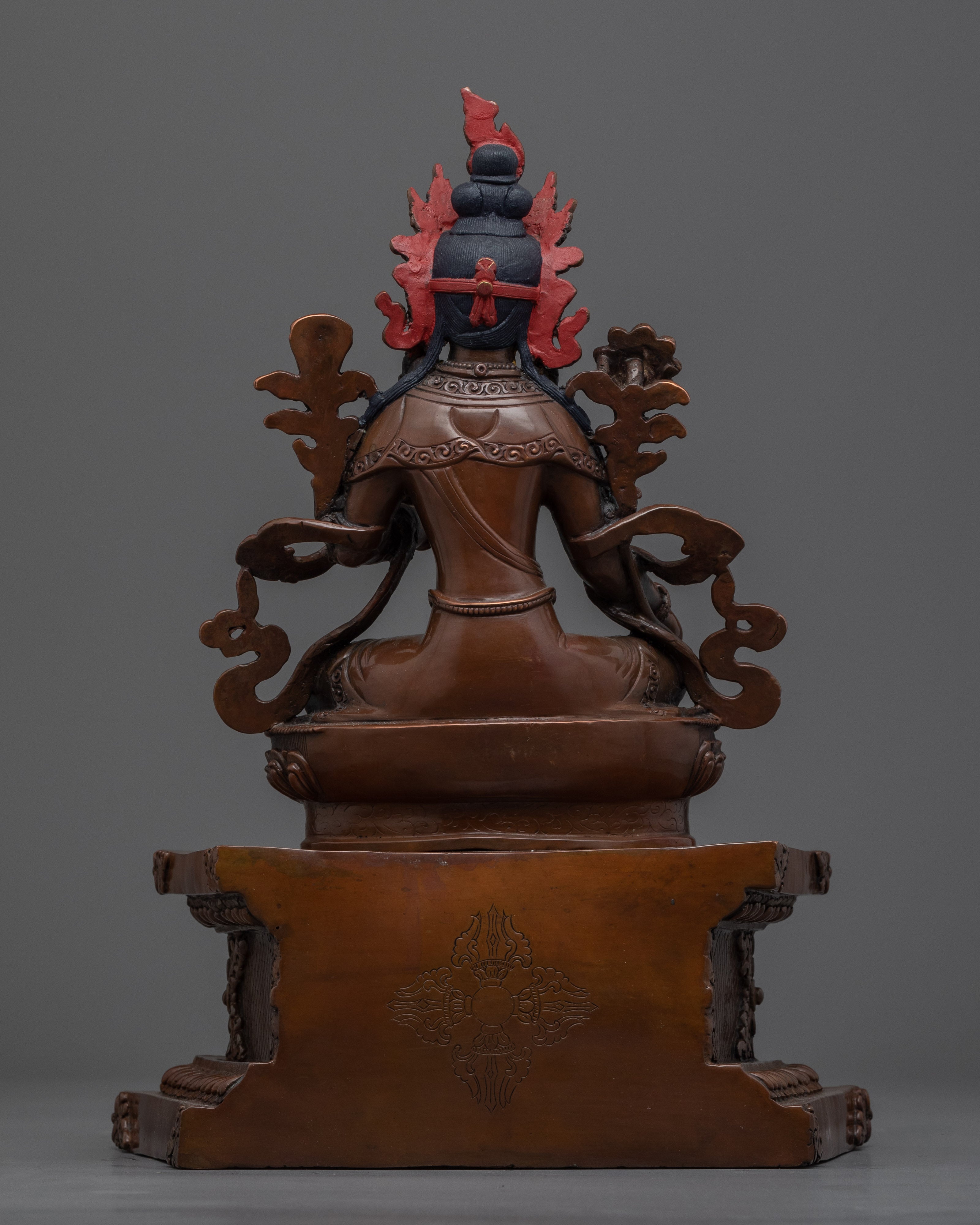 Green Tara, Bodhisattva of Compassion Statue | Oxidized Copper Buddhist Statue