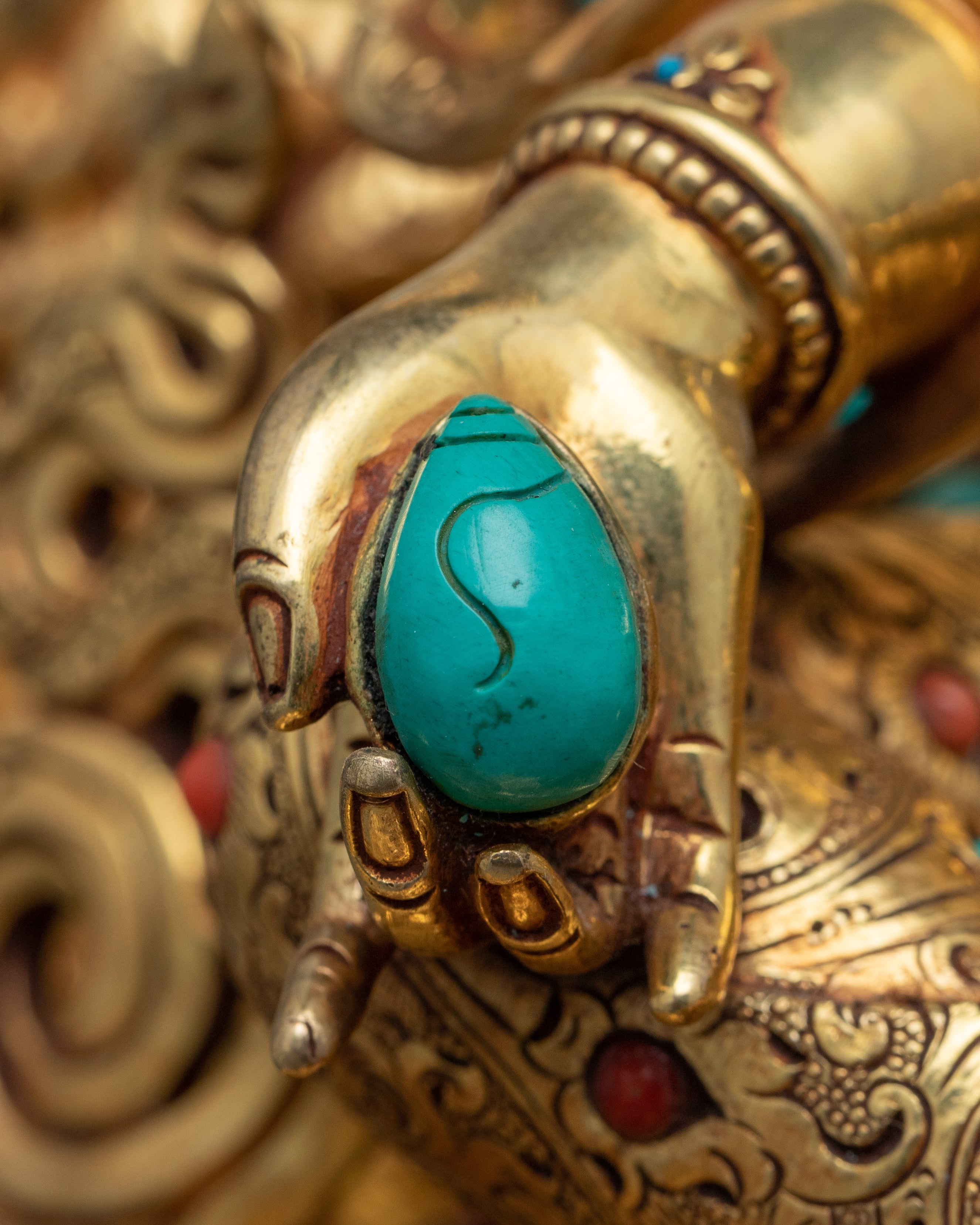 Dzambhala, Wrathful Deity Statue | Gold Gilded Buddhist Statue