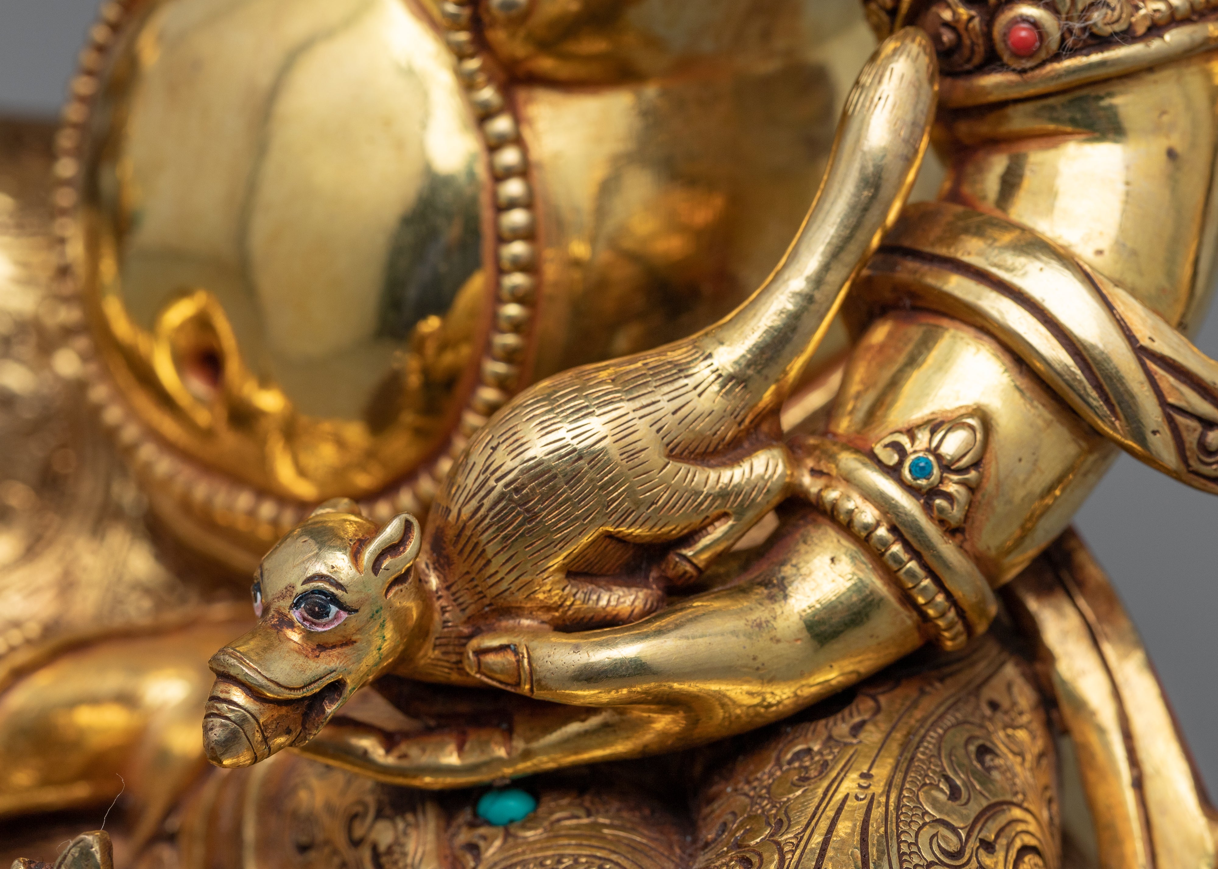 Dzambhala, Wrathful Deity Statue | Gold Gilded Buddhist Statue