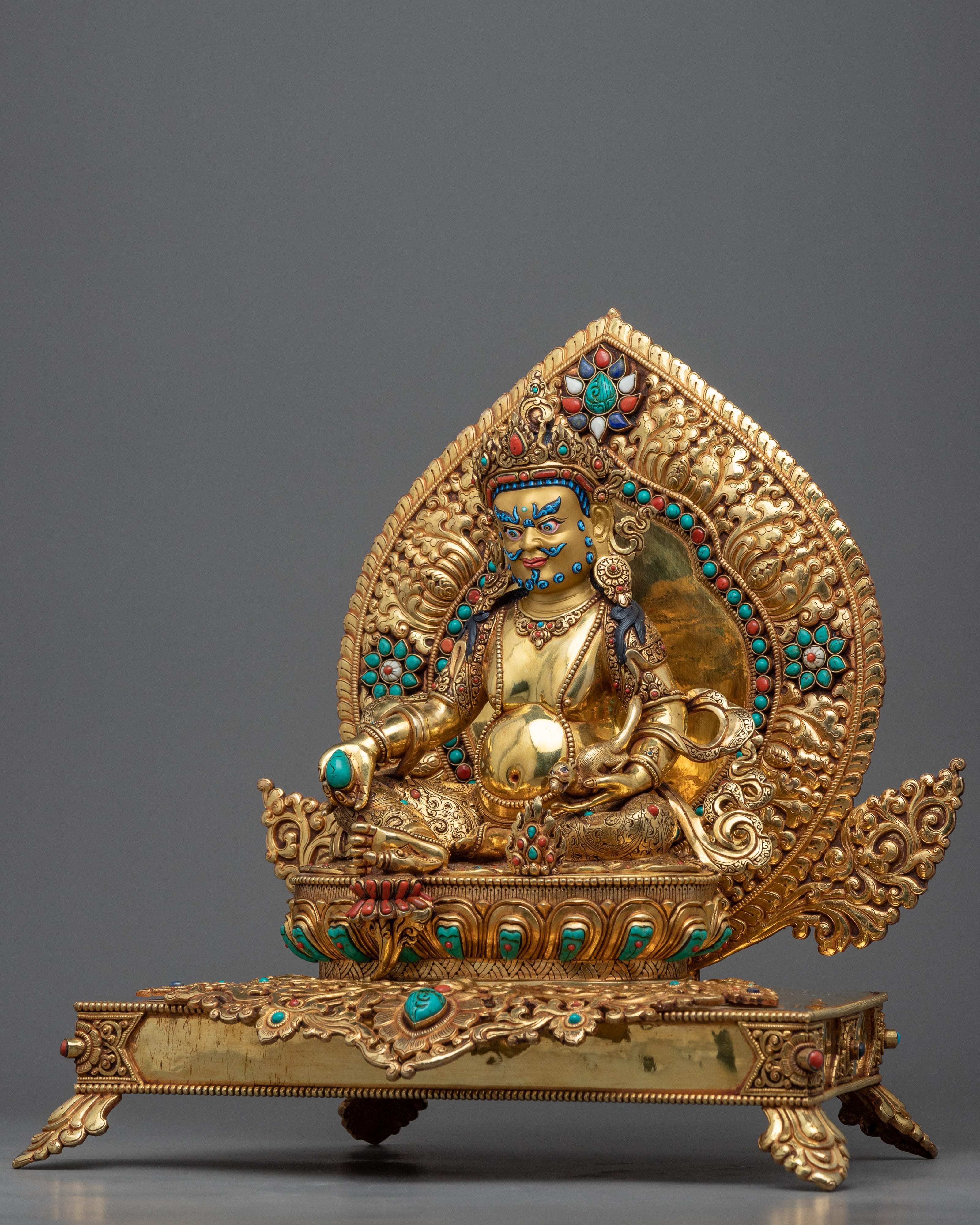 Dzambhala, Wrathful Deity Statue | Gold Gilded Buddhist Statue