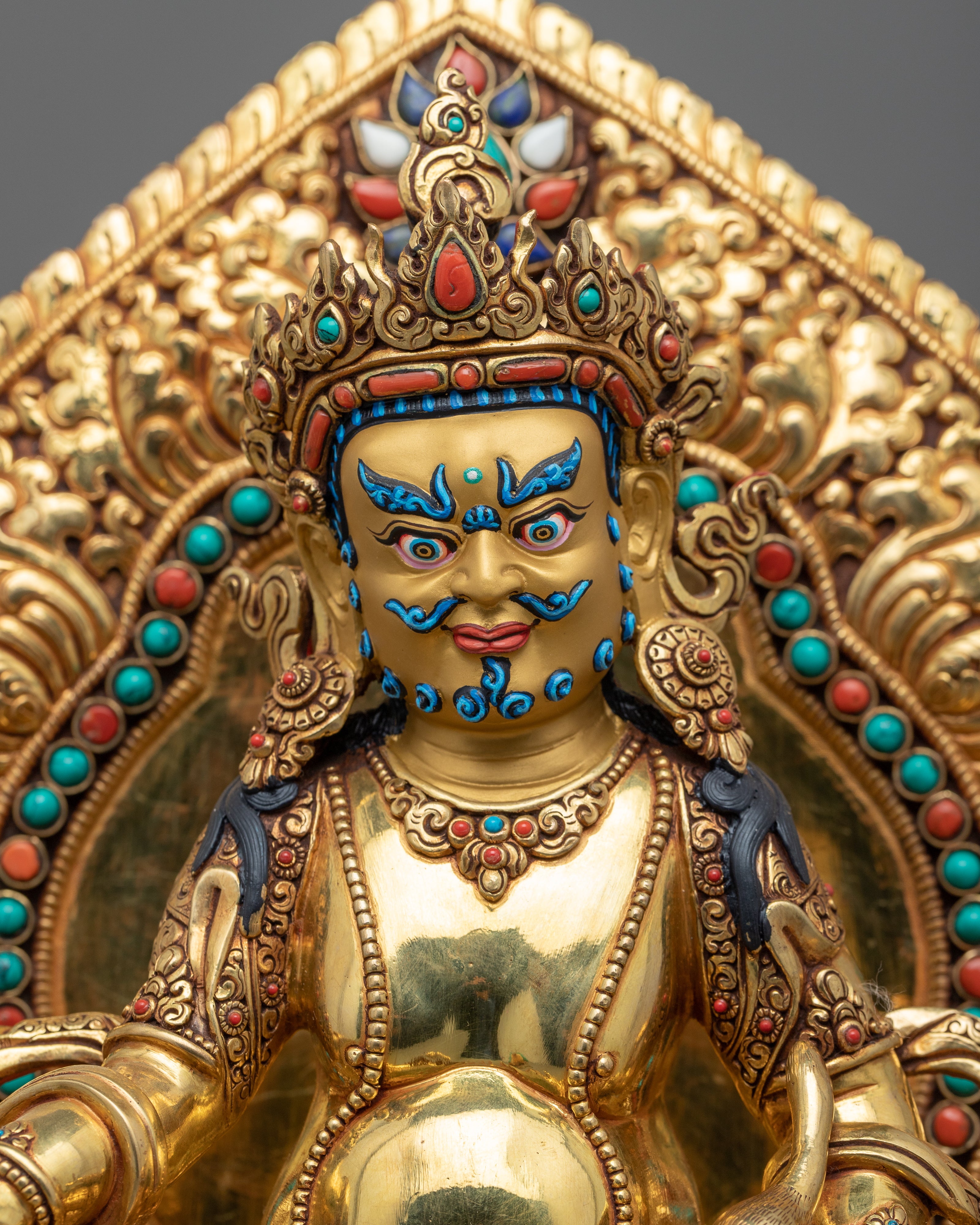 Dzambhala, Wrathful Deity Statue | Gold Gilded Buddhist Statue