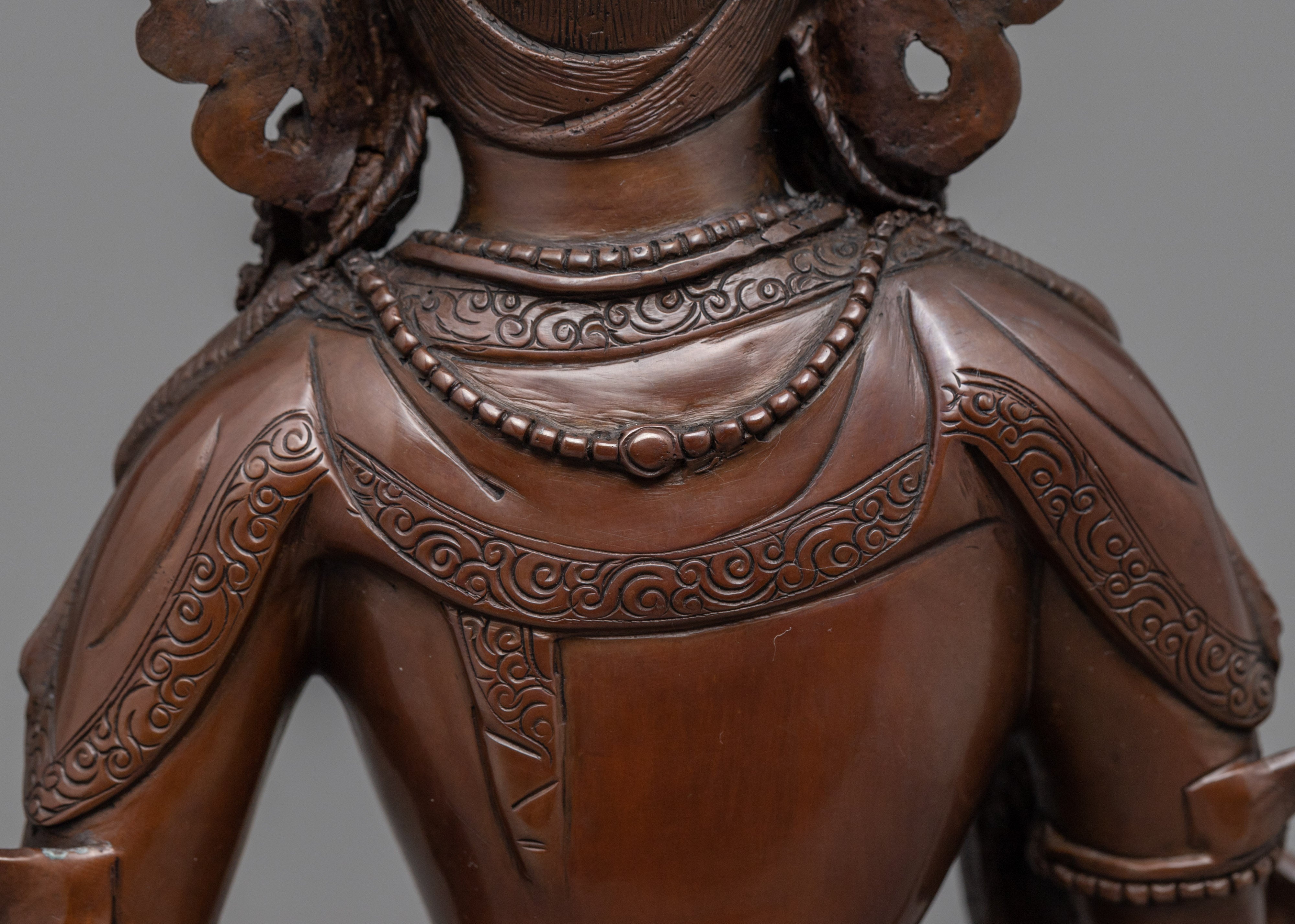 Bodhisattva Vajrasattva Oxidized Copper Statuette | Traditional Himalayan Art
