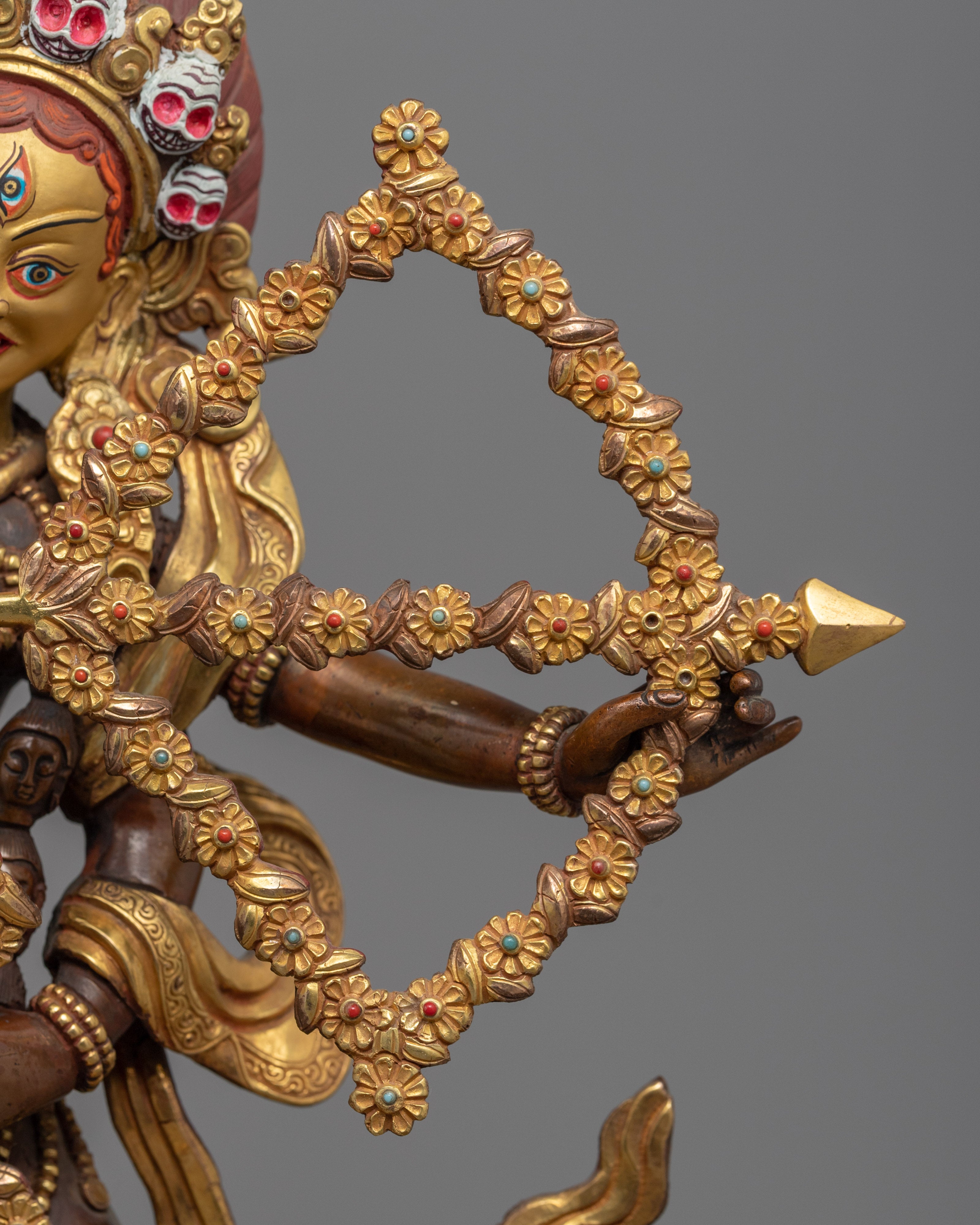 Gold Gilded Kurukulla Dakini Statue | Hand Carved Himalayan Buddhist Statue