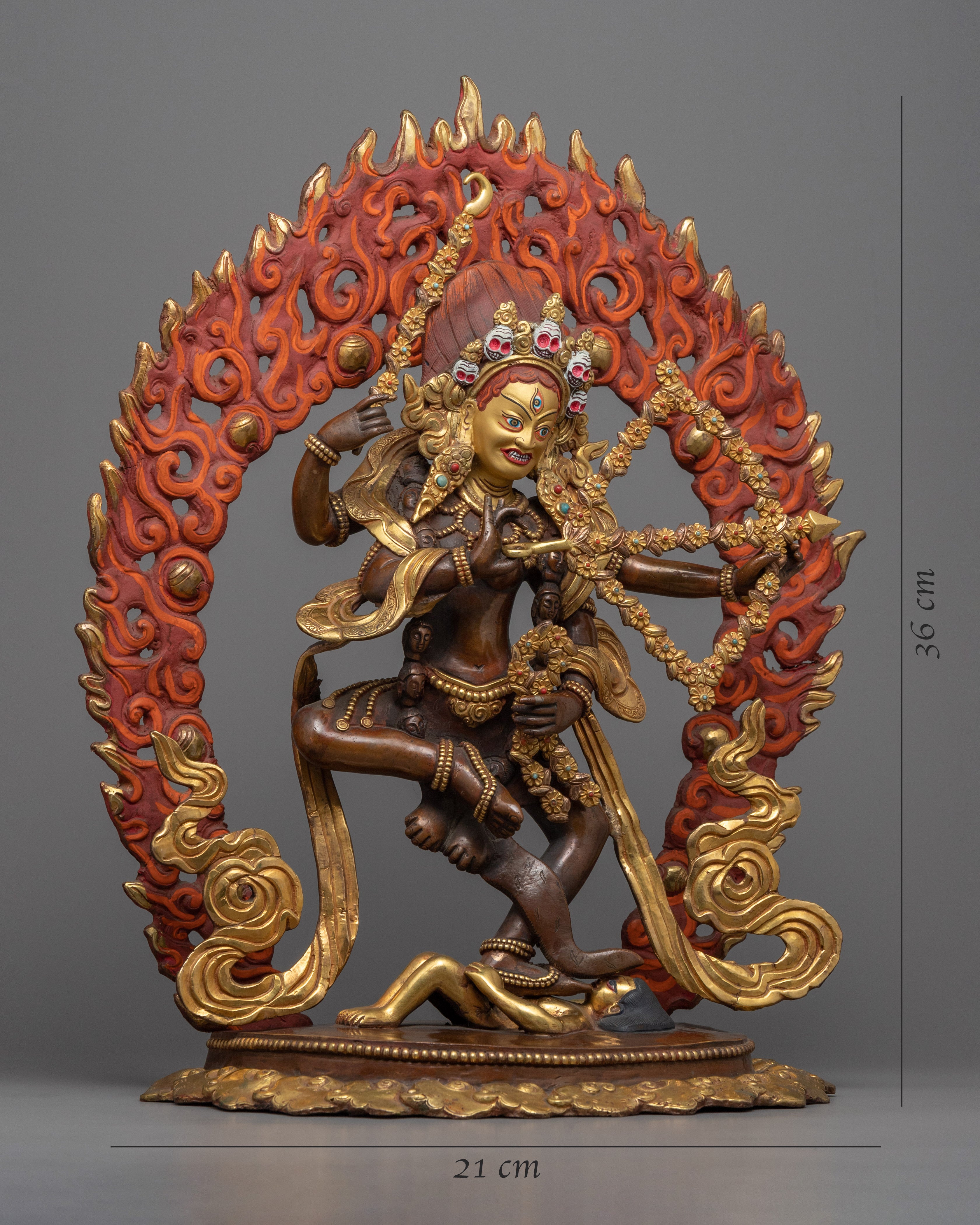 Gold Gilded Kurukulla Dakini Statue | Hand Carved Himalayan Buddhist Statue