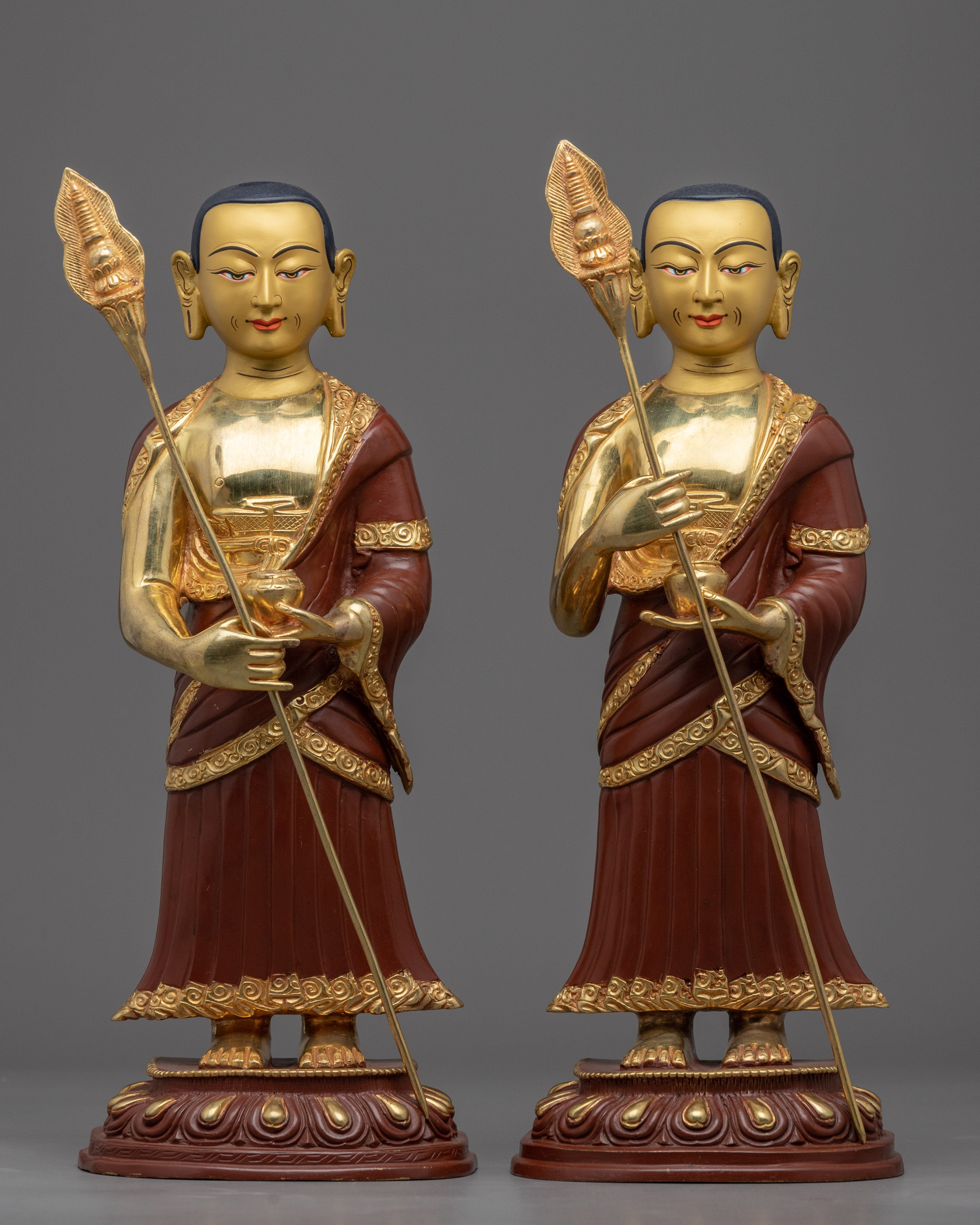 Buddha Shakyamuni Statue With Disciples | Finely Carved Traditional Statue Set