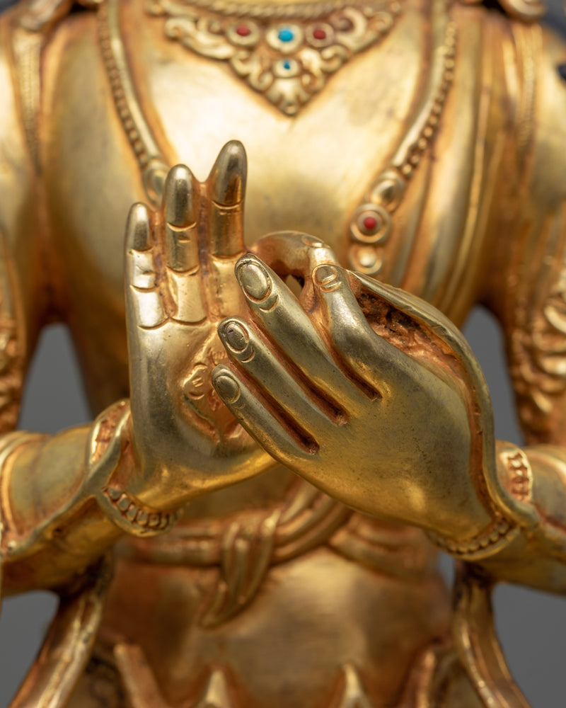 24K Gold Gilded Buddha Maitreya Statue | Traditional Himalayan Artwork of Nepal