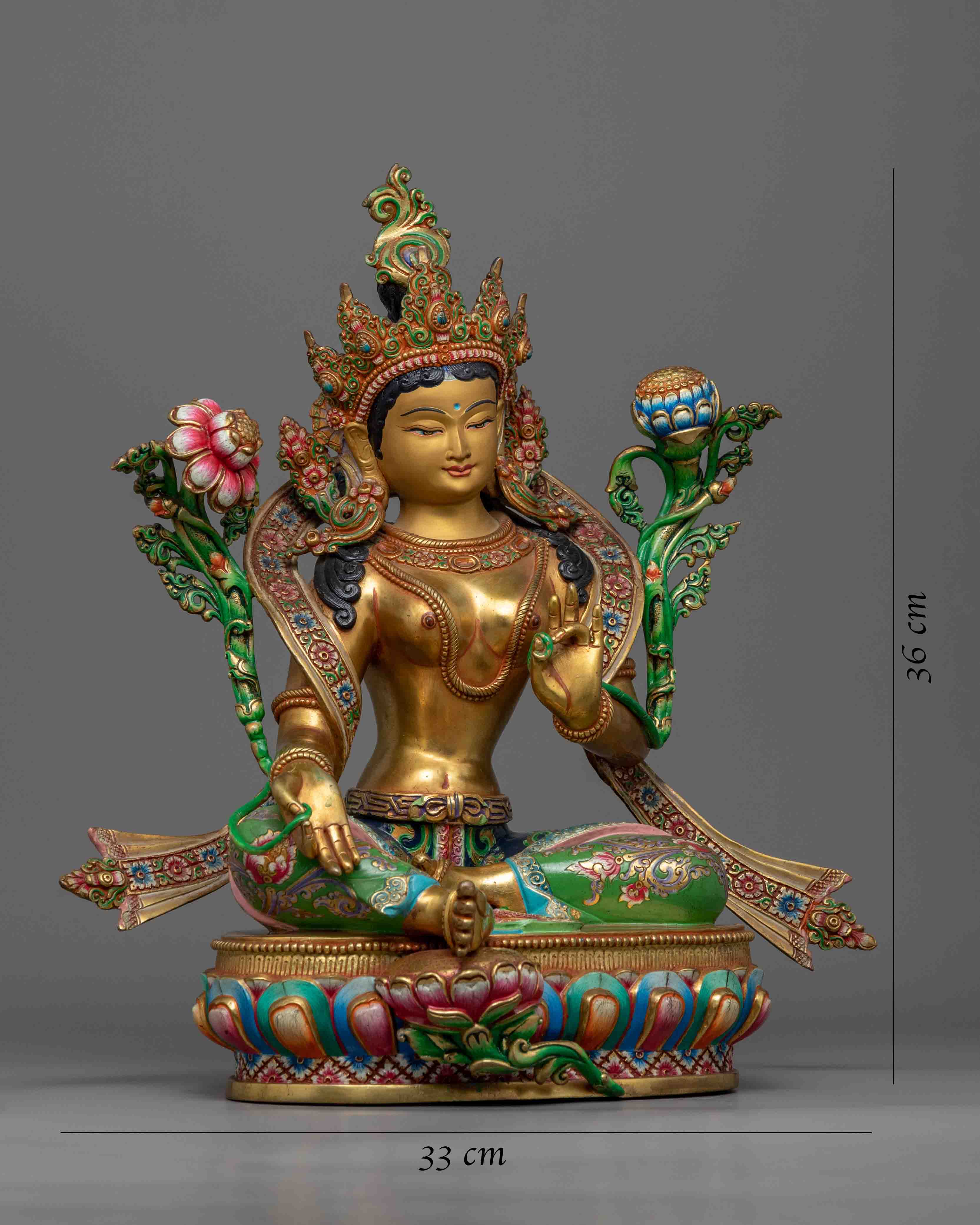 Green Tara Bodhisattva Statue | Himalayan Buddhist Art of Female Bodhisattva