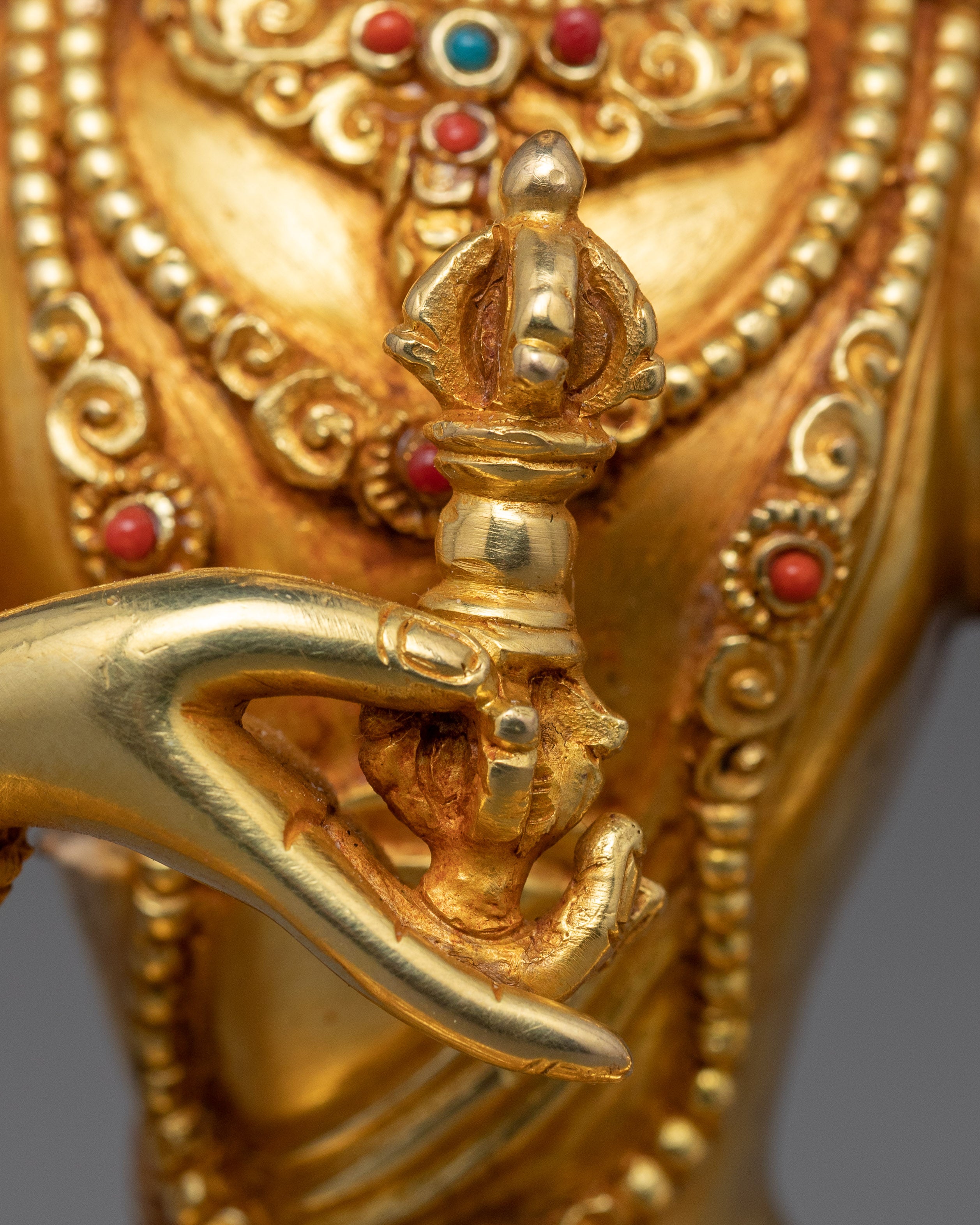 Gold Gilded Bodhisattva Vajrasattva Statue | Traditional Handcrafted Buddhist Art