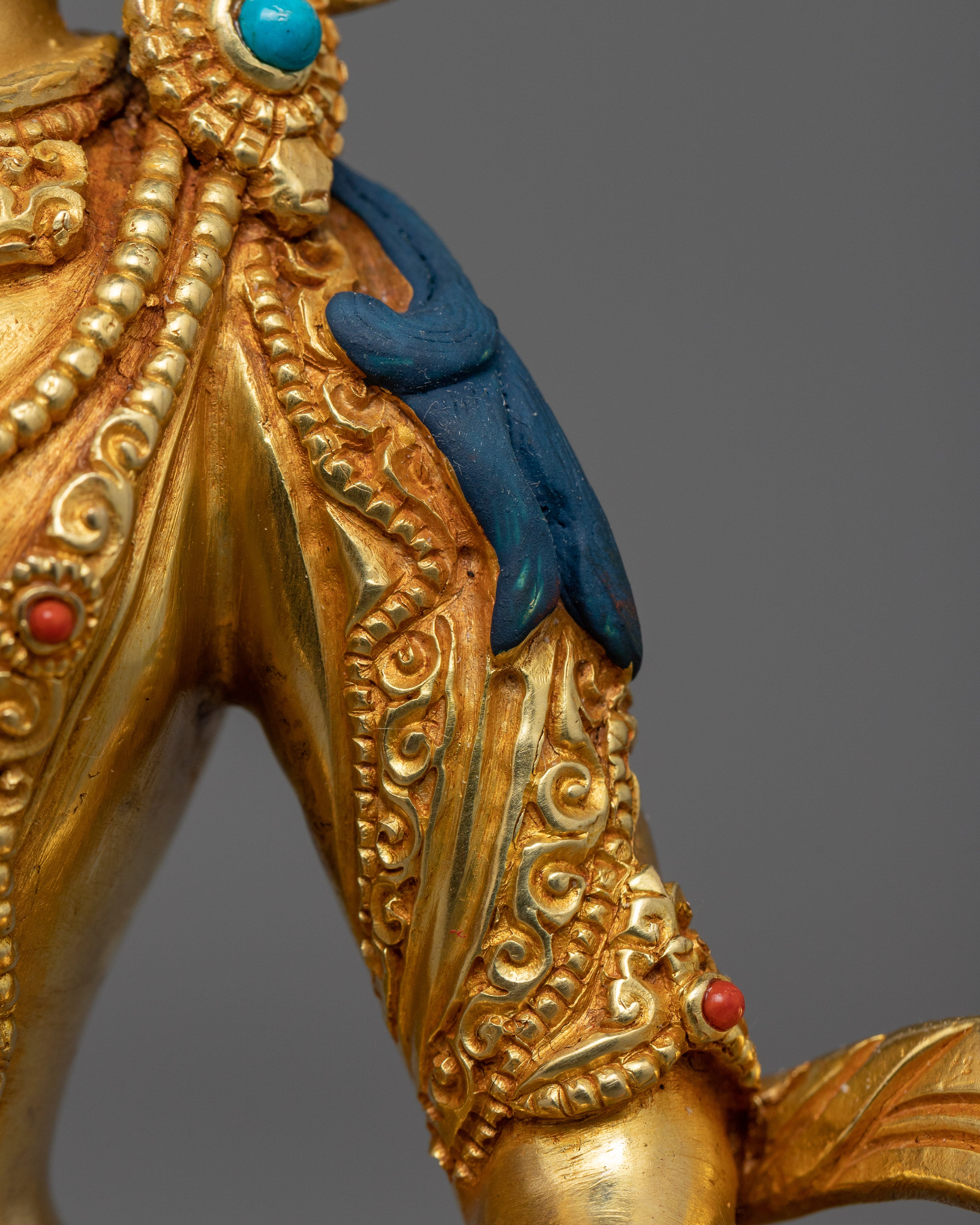 Gold Gilded Bodhisattva Vajrasattva Statue | Traditional Handcrafted Buddhist Art