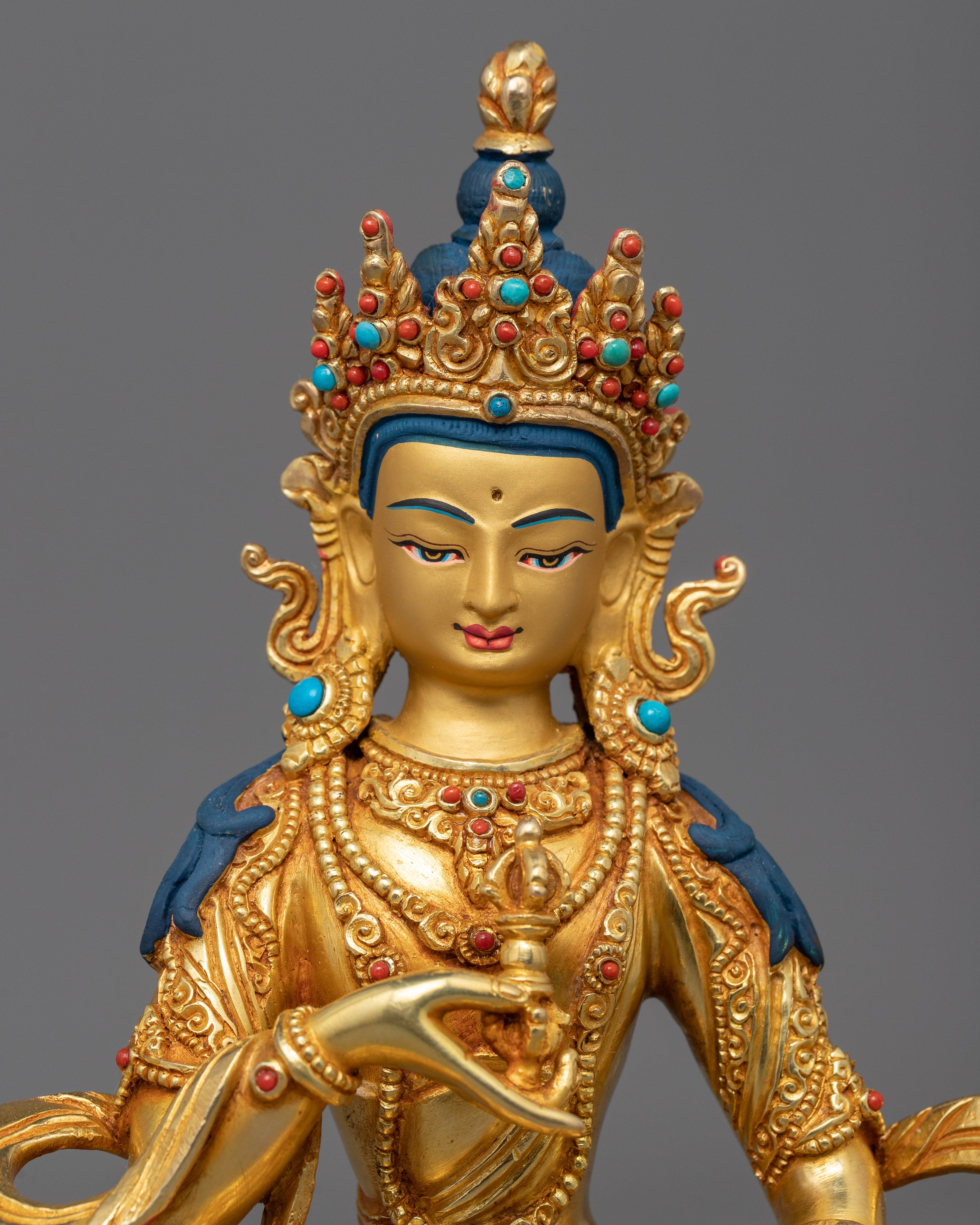 Gold Gilded Bodhisattva Vajrasattva Statue | Traditional Handcrafted Buddhist Art