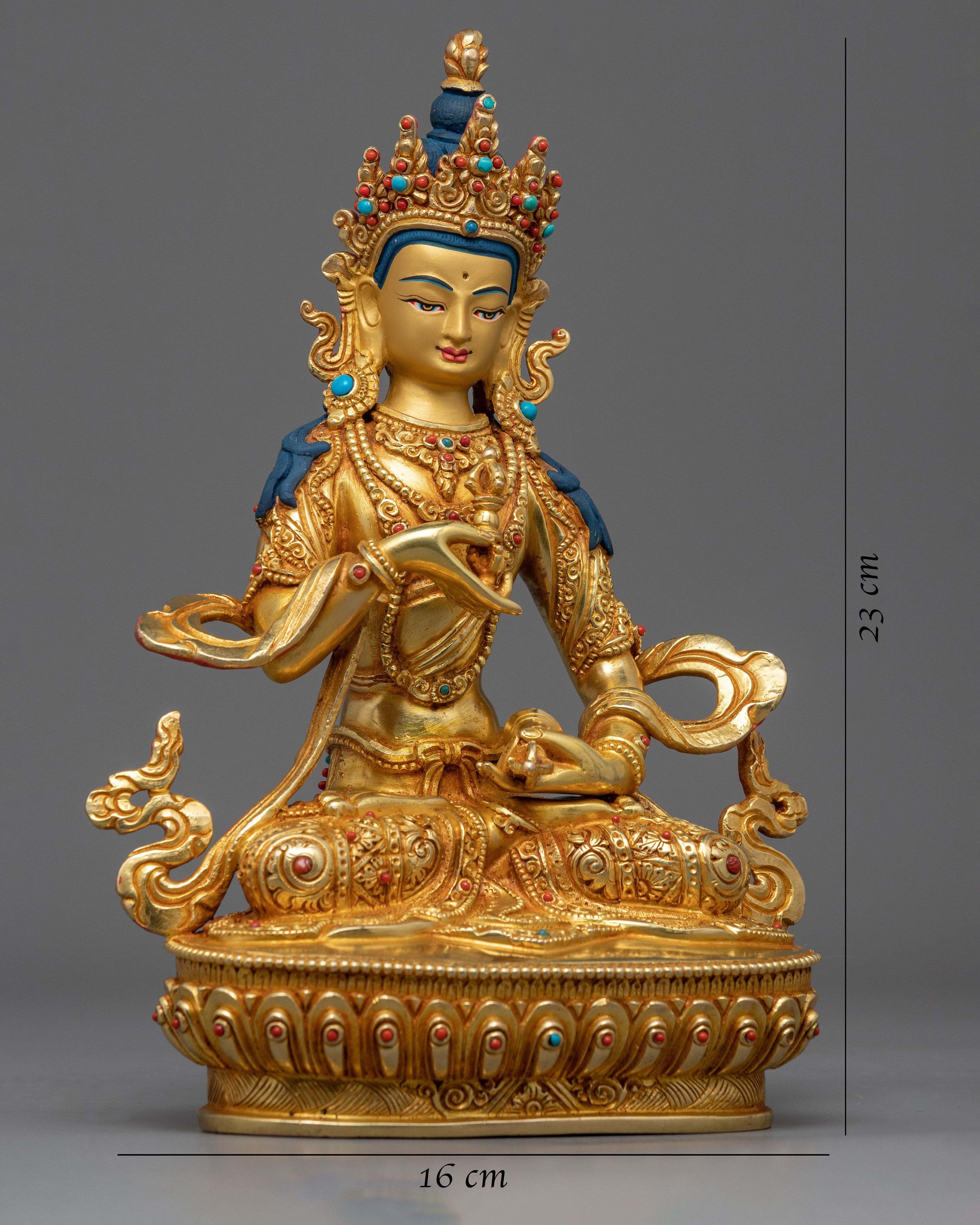 Gold Gilded Bodhisattva Vajrasattva Statue | Traditional Handcrafted Buddhist Art