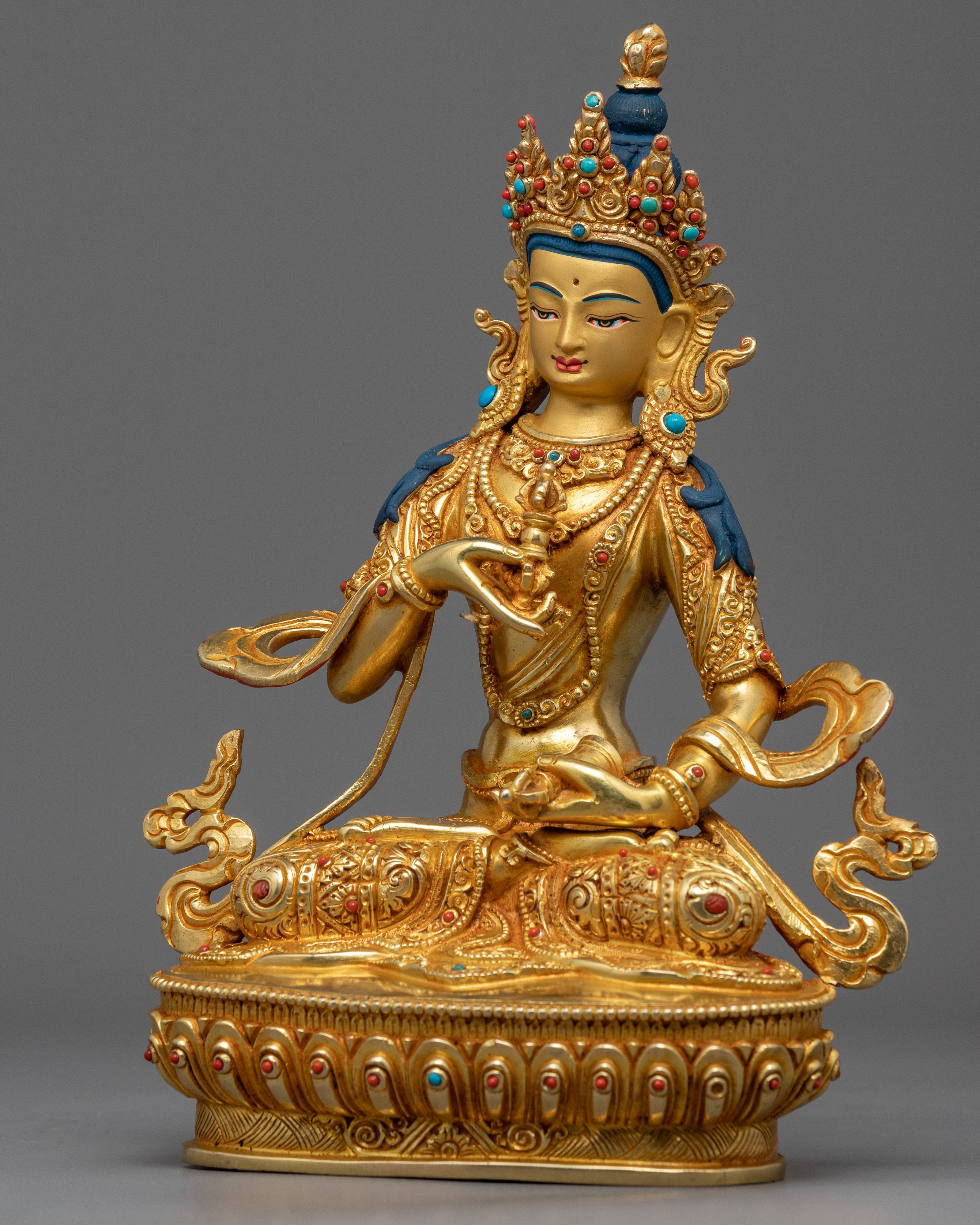 Gold Gilded Bodhisattva Vajrasattva Statue | Traditional Handcrafted Buddhist Art