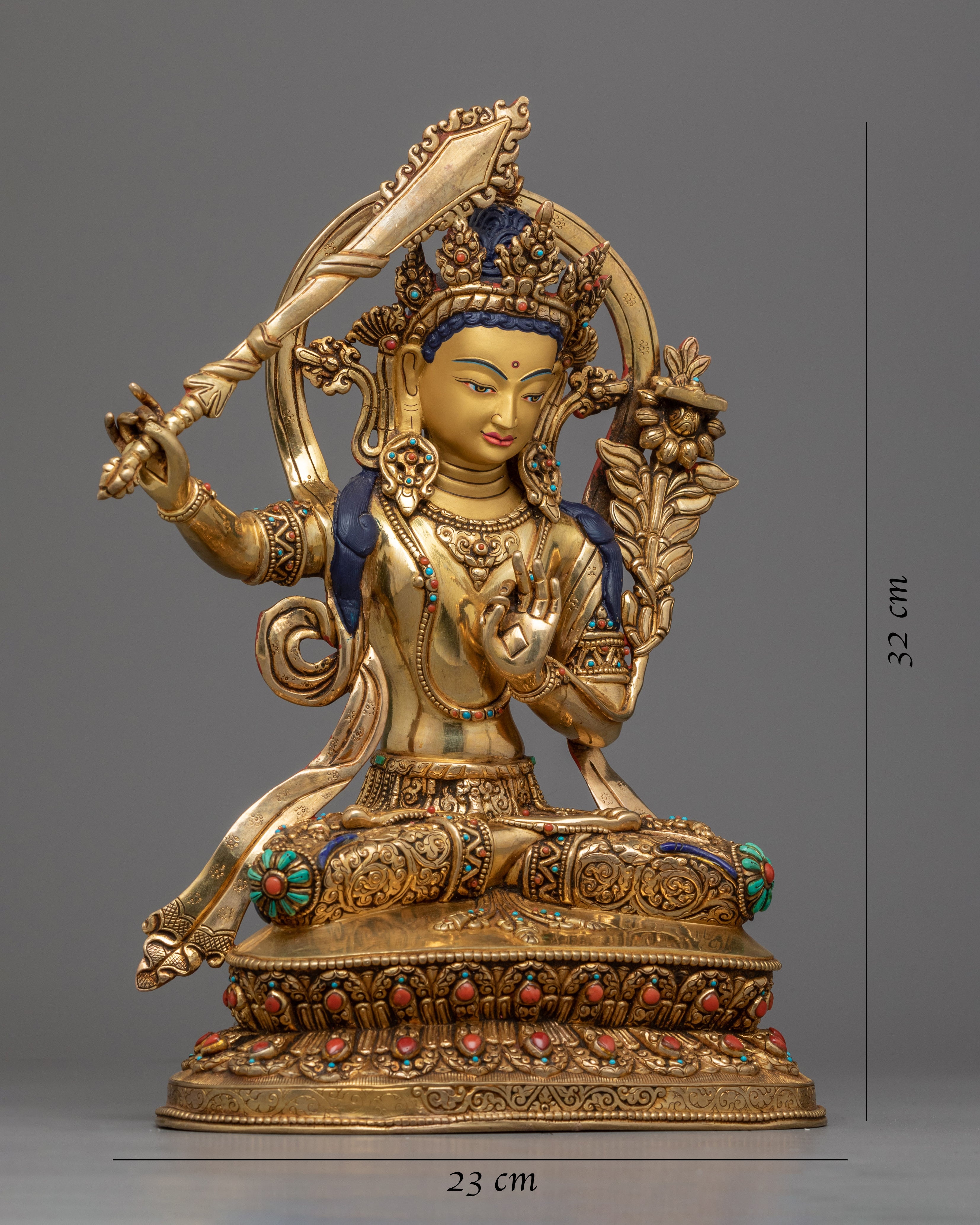Sword Wielding Manjushri Bodhisattva Statue | Himalayan Style Buddhist Artistry