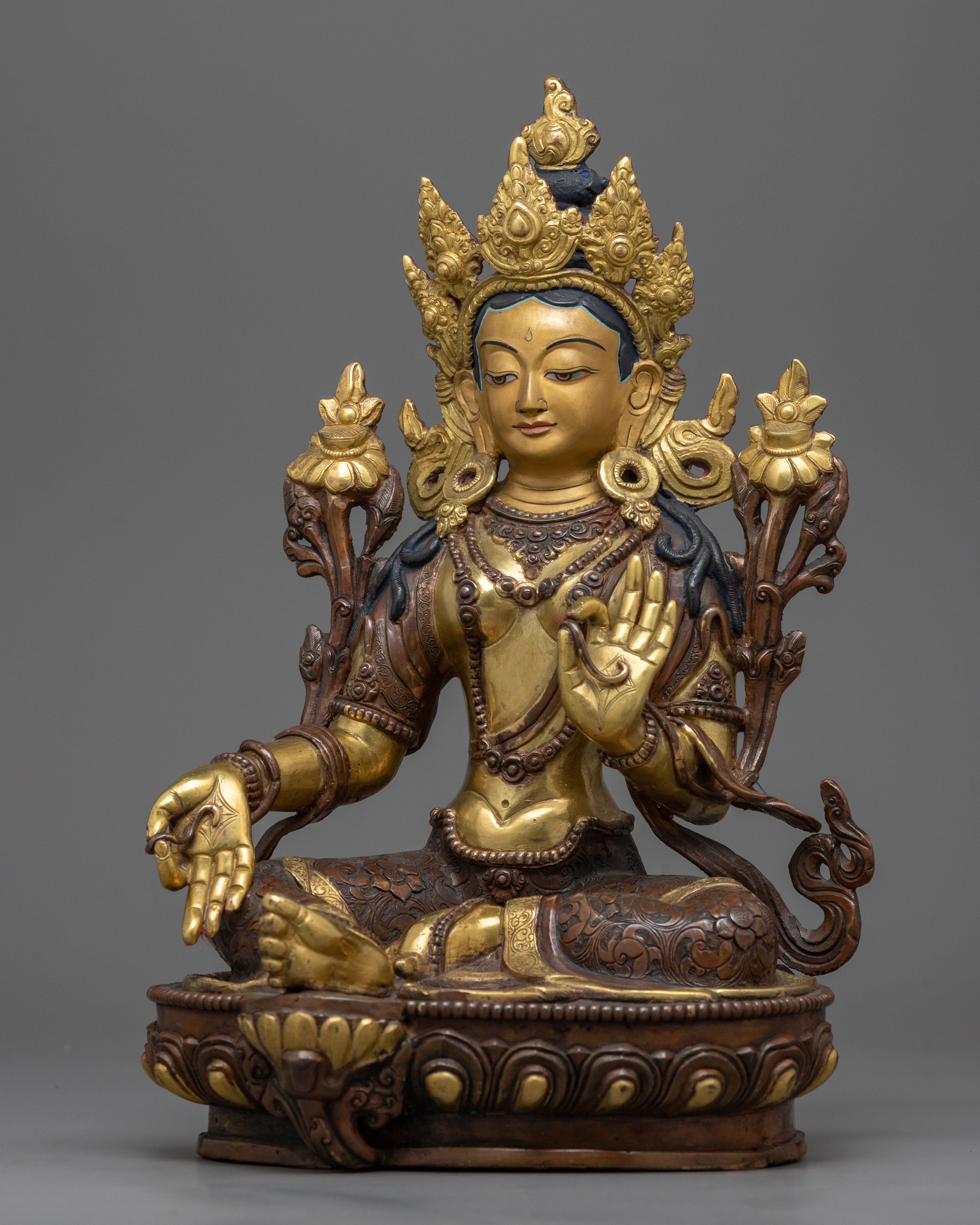Green Tara Bodhisattva Statue | Female Bodhisattva of Wisdom and Compassion