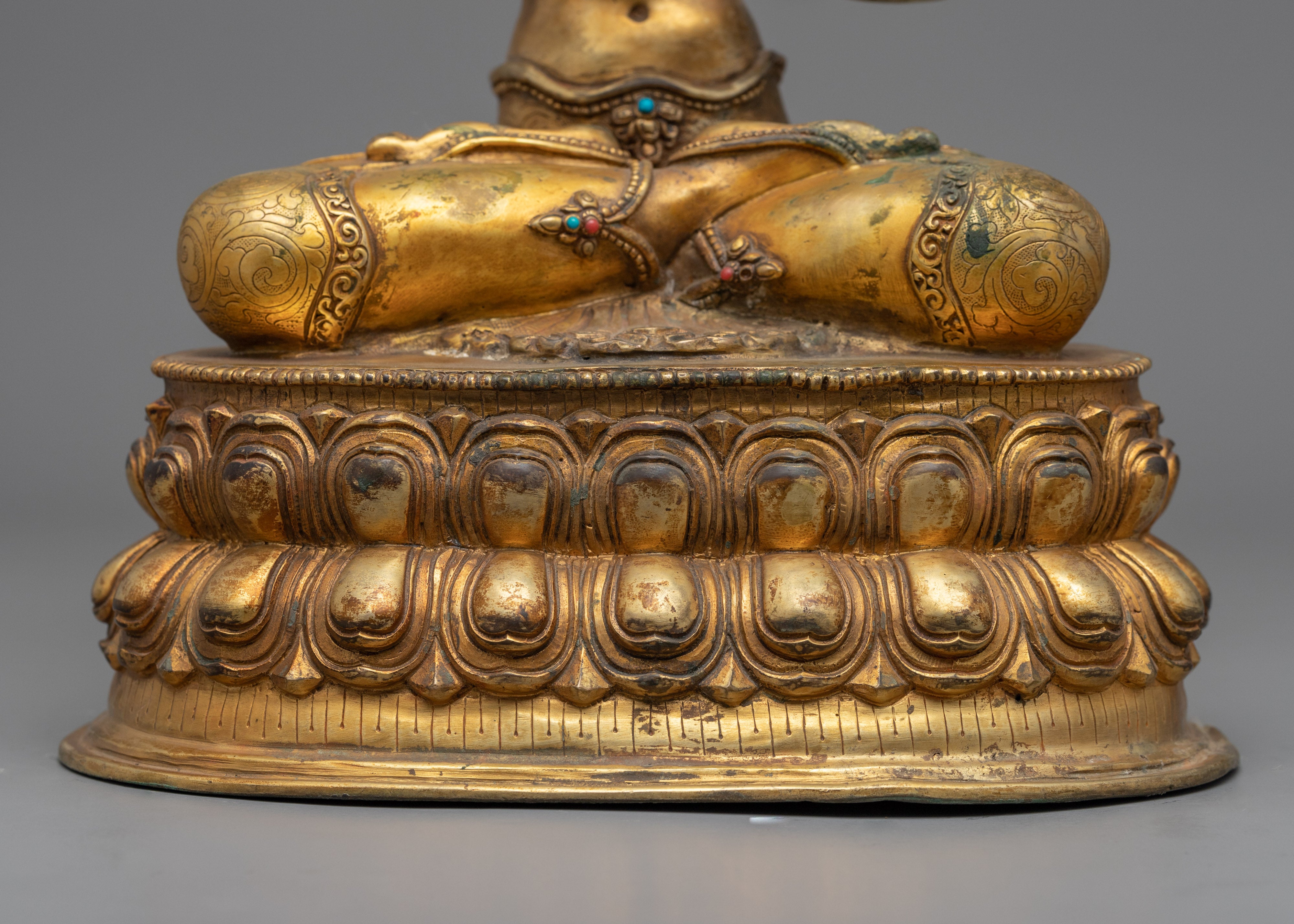 Gold Gilded Bodhisattva Figrue Statue | Traditional Himalayan Buddhist Art for Meditation