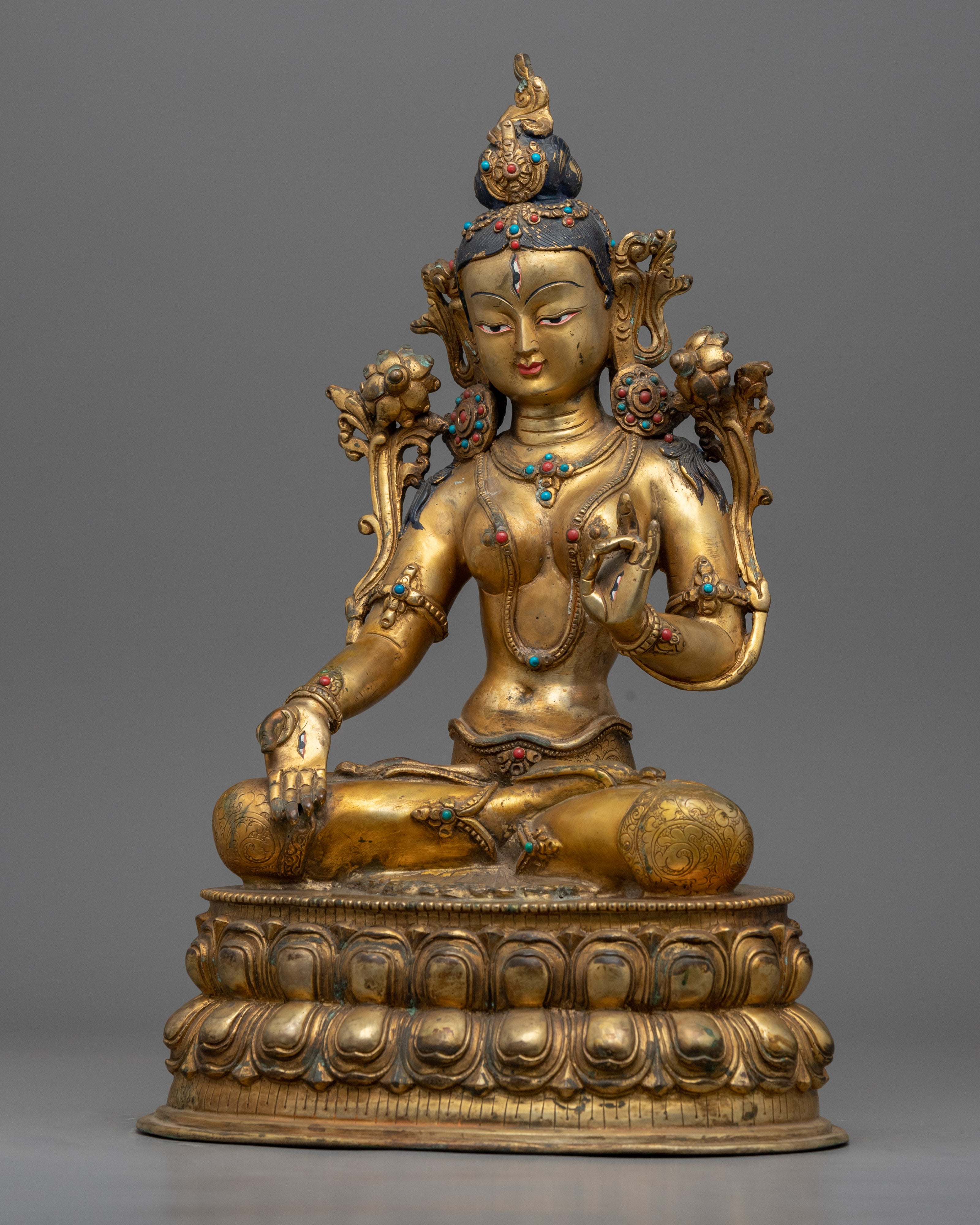 Gold Gilded White Tara Art | Bodhisattva of Compassion Statue