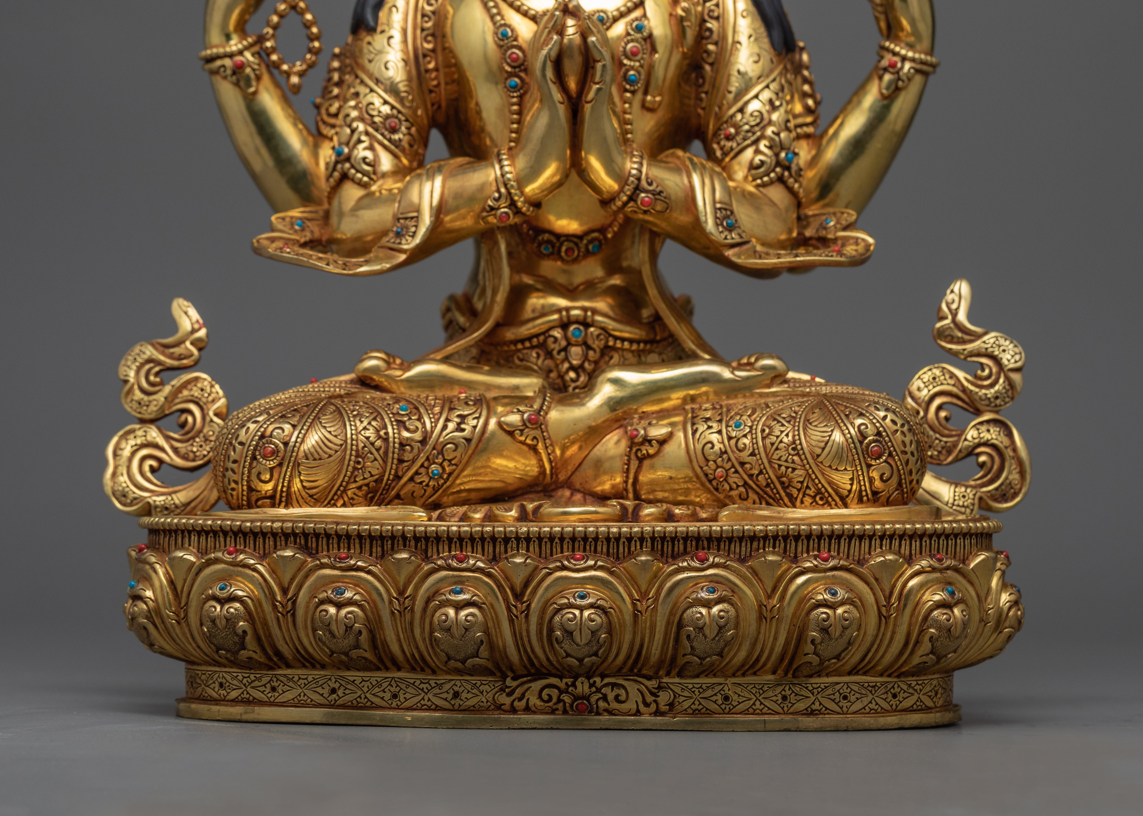 4 Armed Chenrezig Statue | Traditional Tibetan Style Buddhist Statue of Bodhisattva Chenrezig