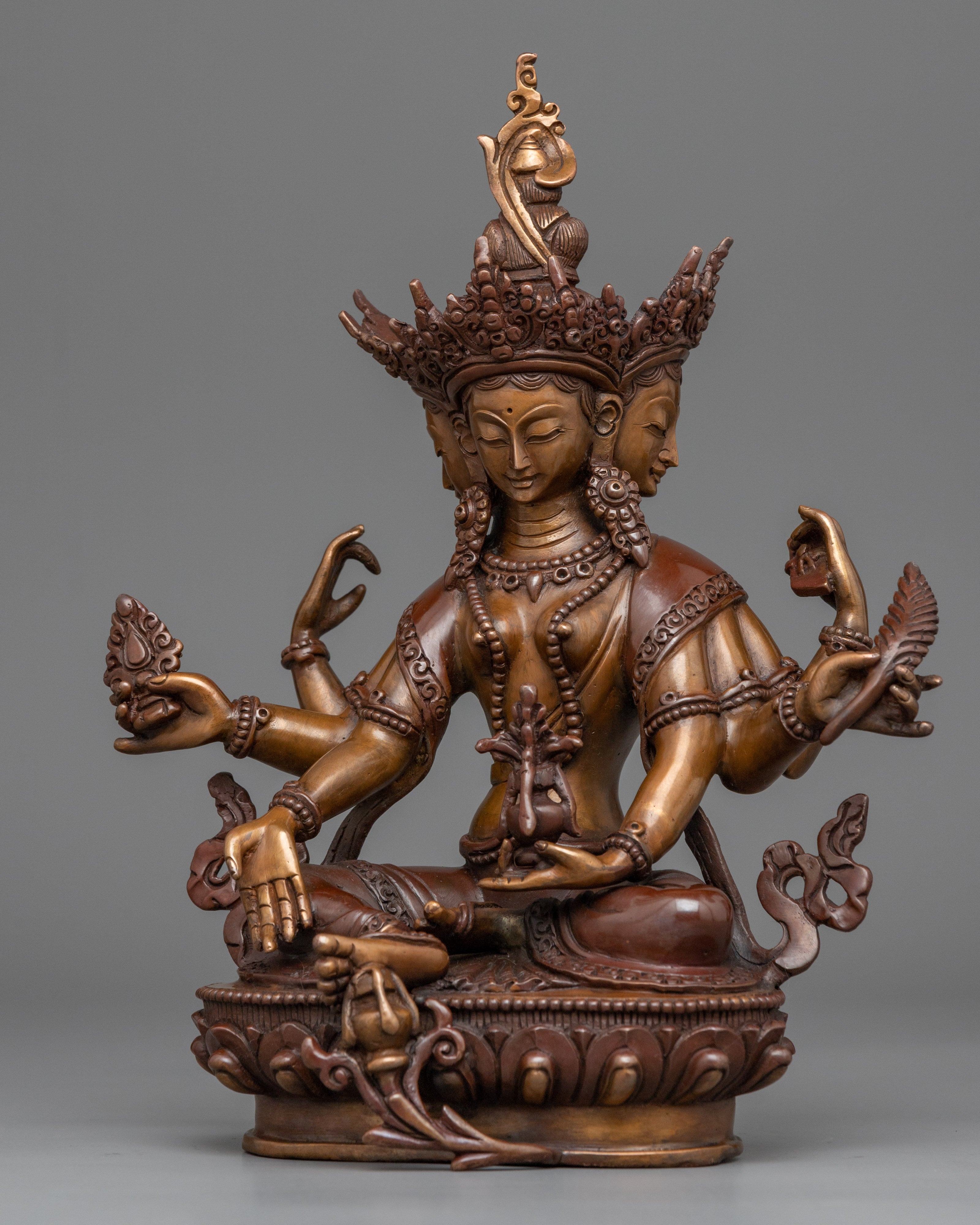 Oxidized Copper Vasudhara Statue | Traditional Tibetan Style Buddhist Statue