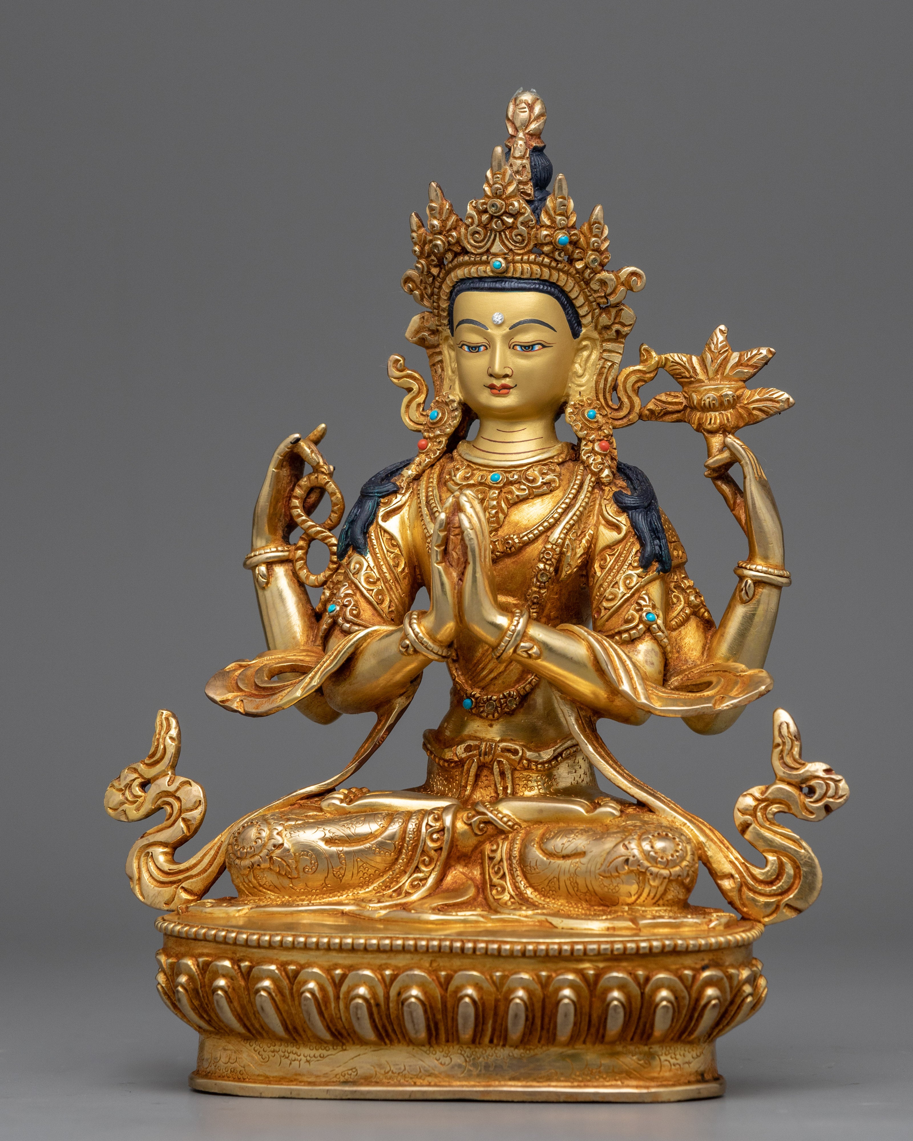 4 Armed Chenrezig Statue for Meditation | Handcrafted Buddhist Statue for Meditation