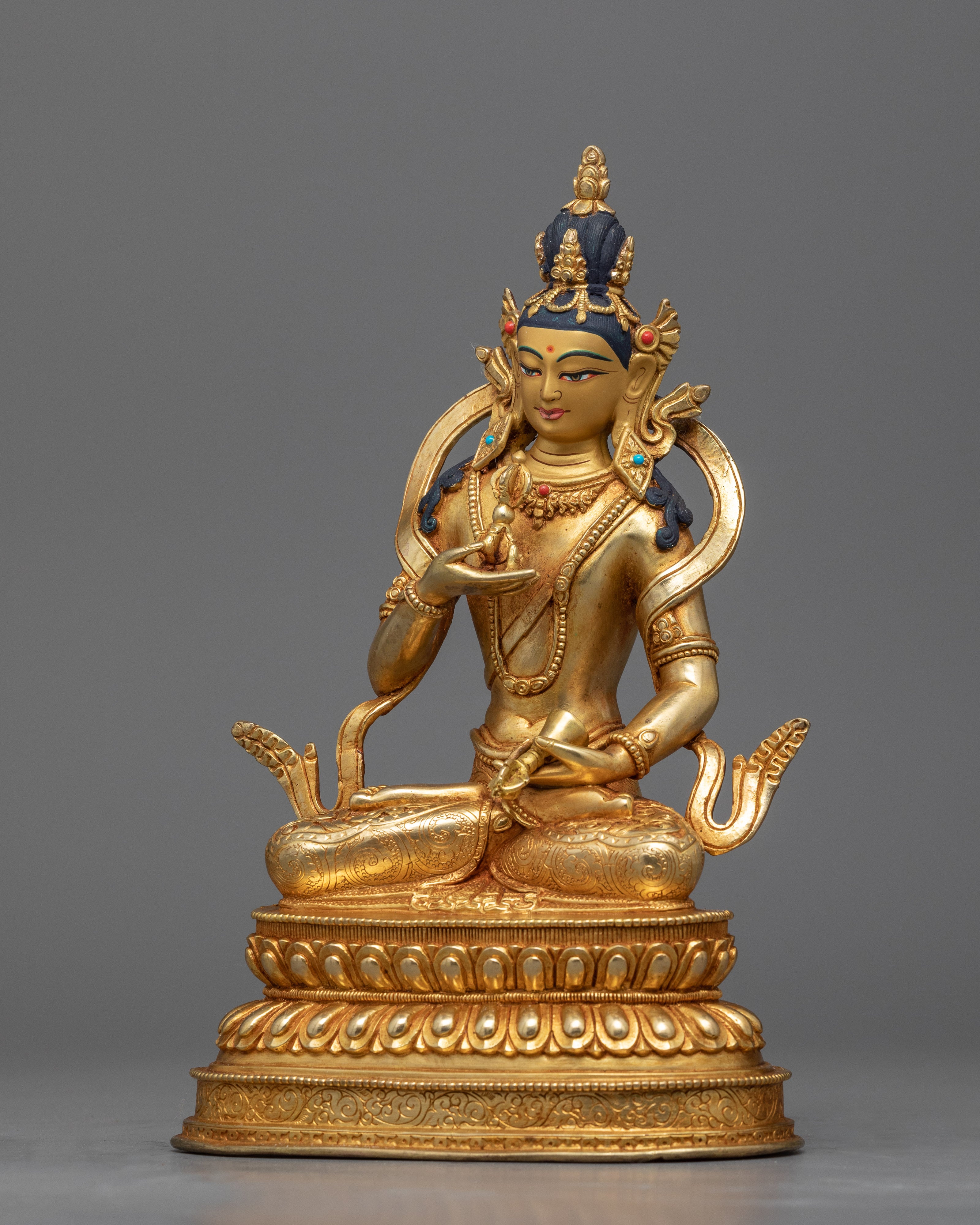 Bodhisattva Vajrasattva Scultpure for Meditation and Ritual | Gold-Plated Dorje Sempa Statue