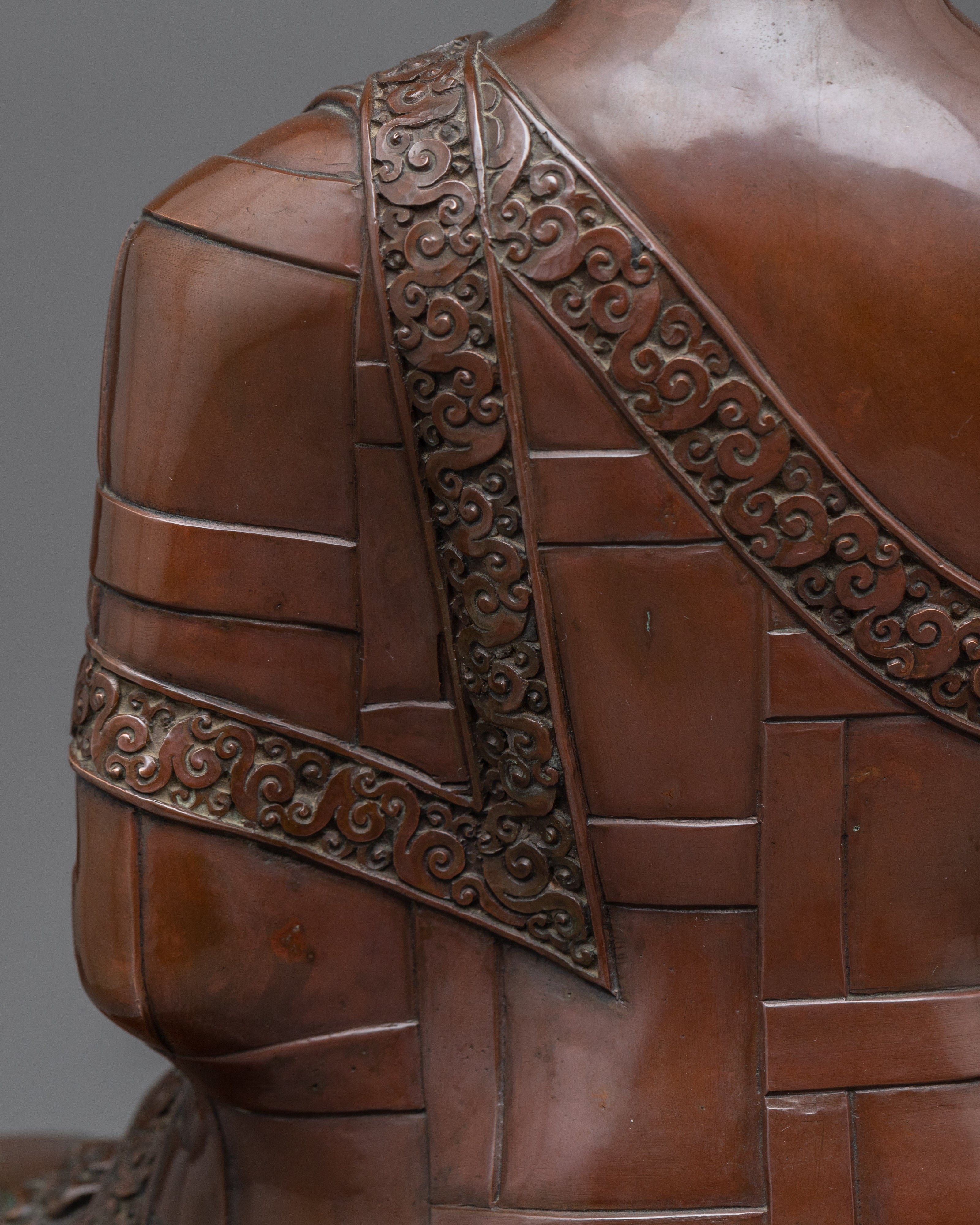 Hand-Carved Buddha Shakyamuni Sculpture | Oxidized Copper Buddhist Statue