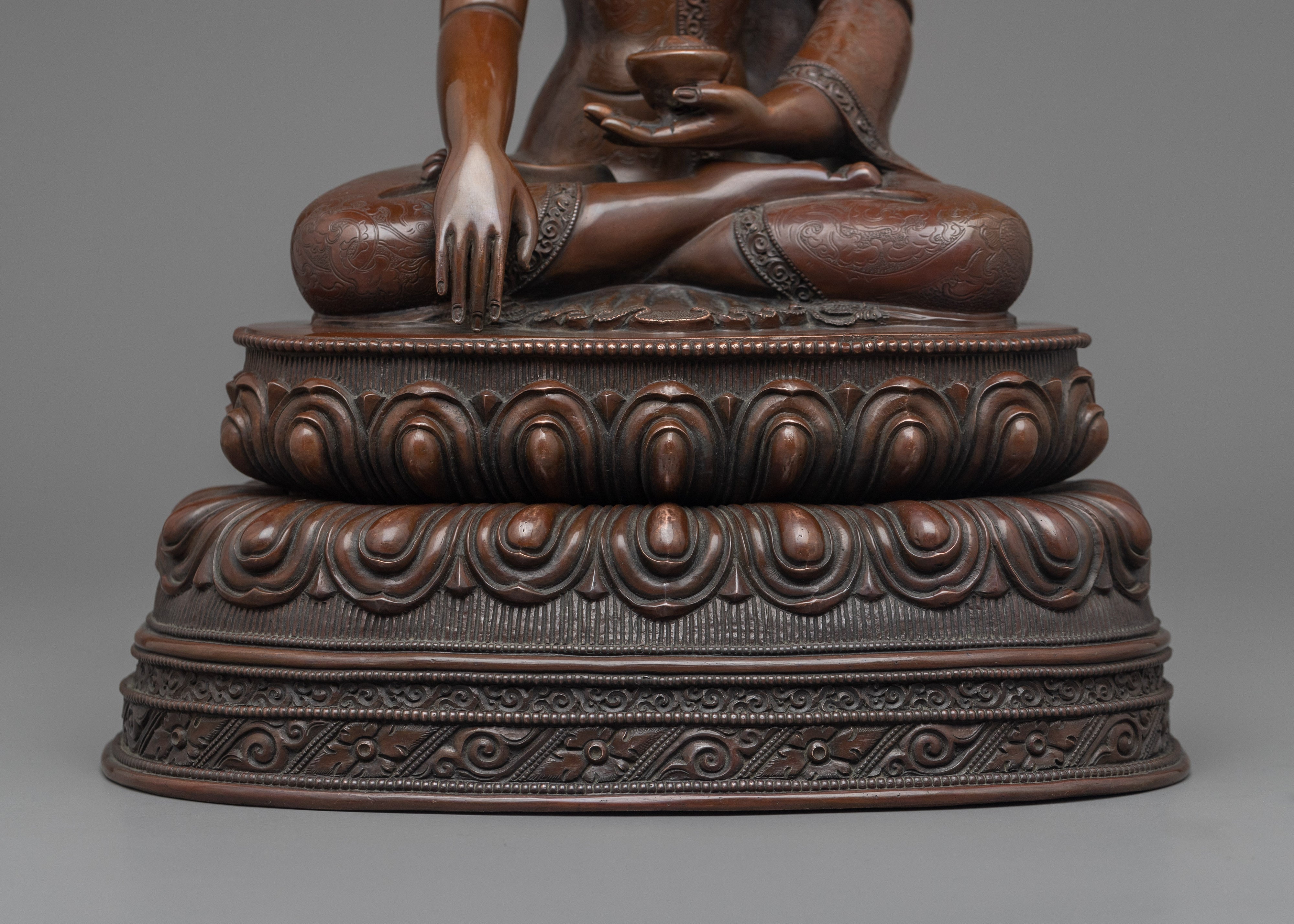 Statue of the Historical Buddha Shakyamuni | Buddhist Oxidized Copper Statue