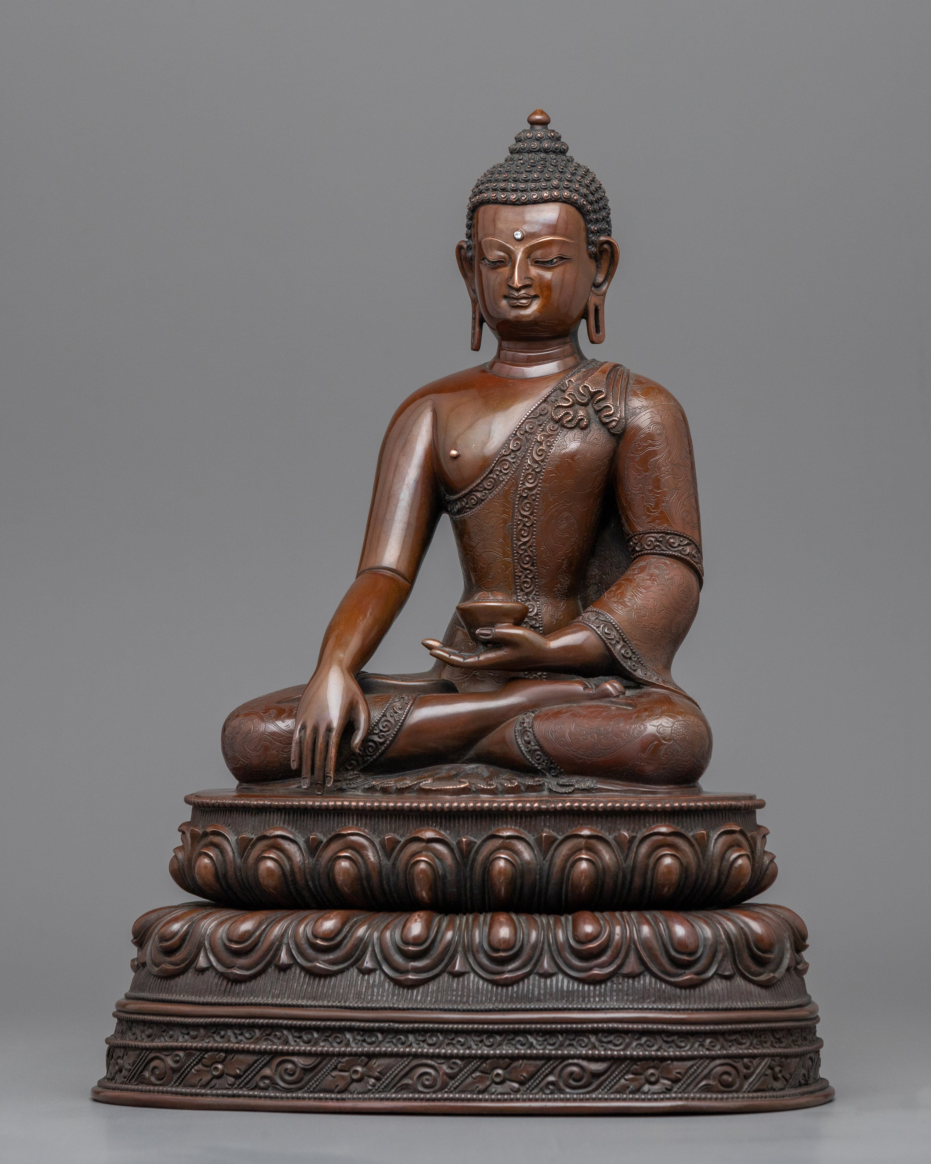 Statue of the Historical Buddha Shakyamuni | Buddhist Oxidized Copper Statue