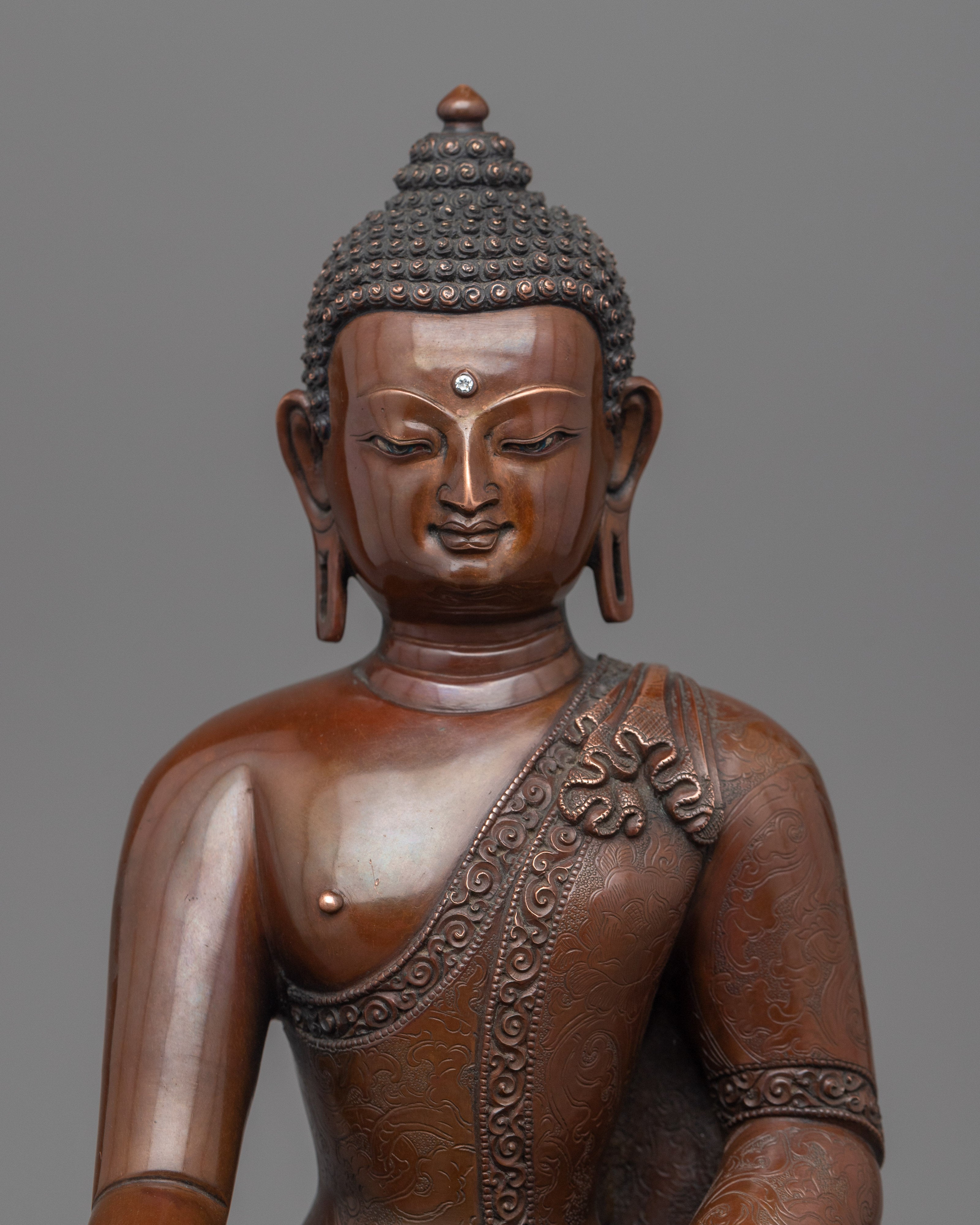 Statue of the Historical Buddha Shakyamuni | Buddhist Oxidized Copper Statue