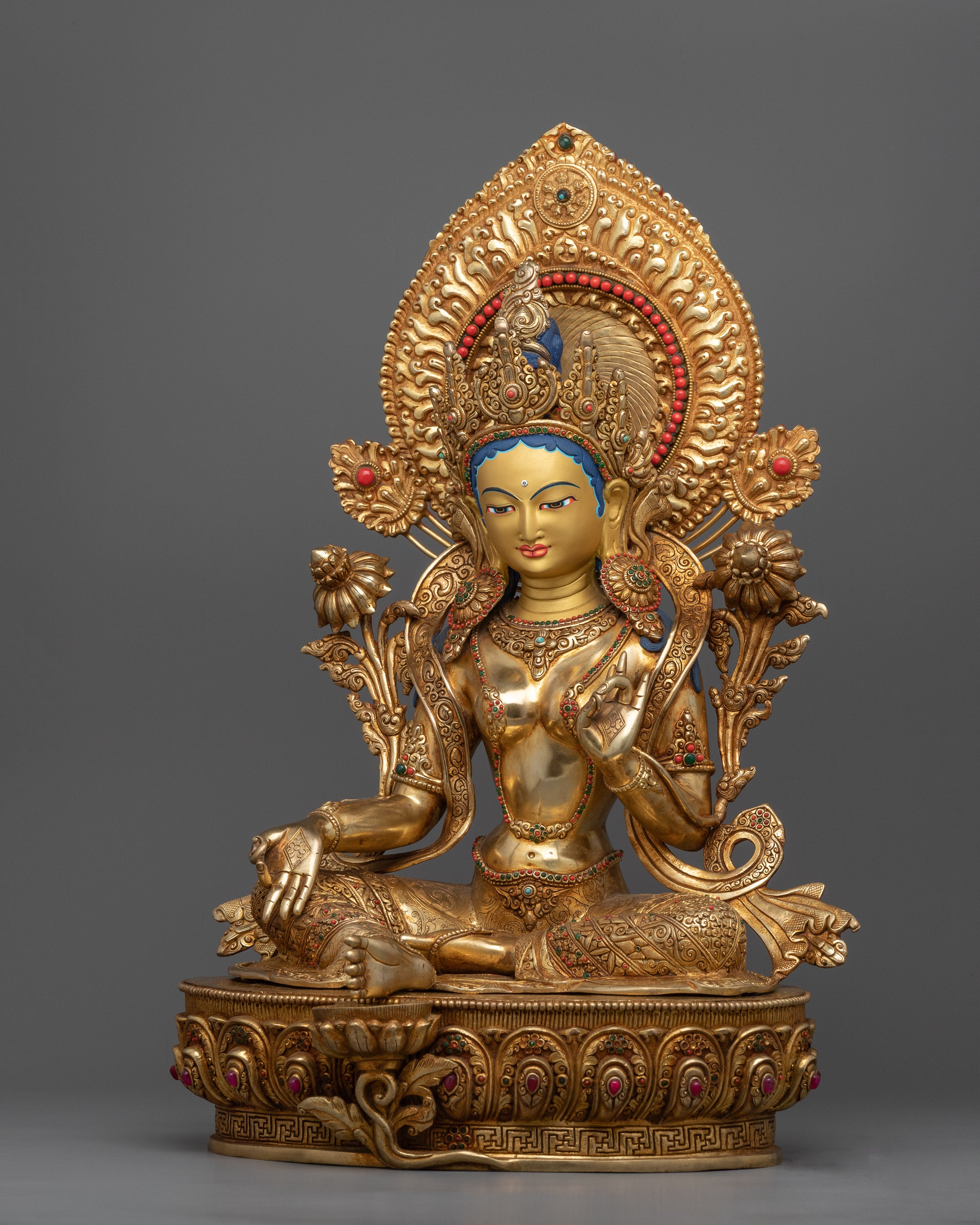 Green Tara Bodhisattva Statue | Traditional Tibetan Style Buddhist Statue