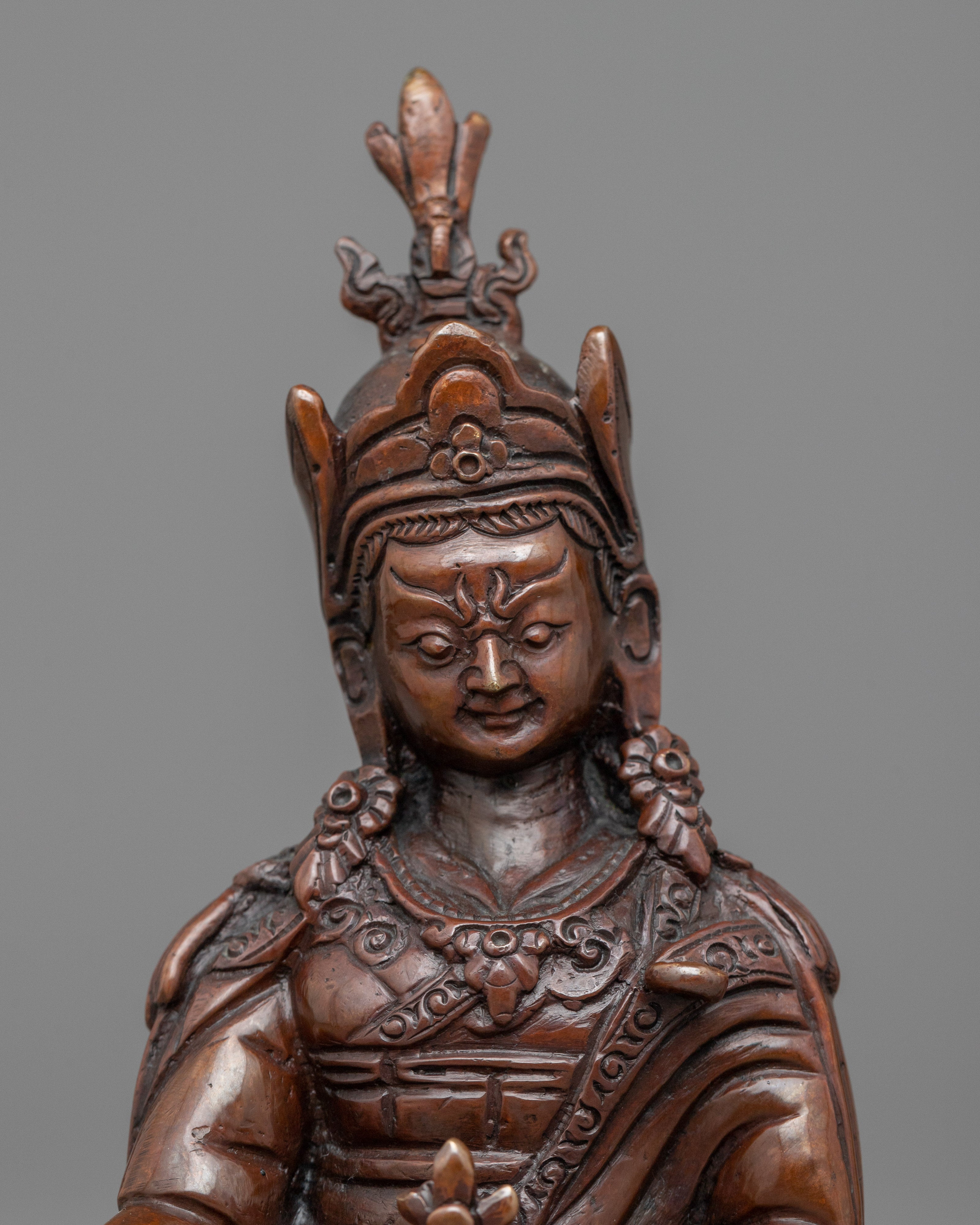 Guru Rinpoche Statue for Meditation and Ritual | Hand-Carved Padmasambhava Statue