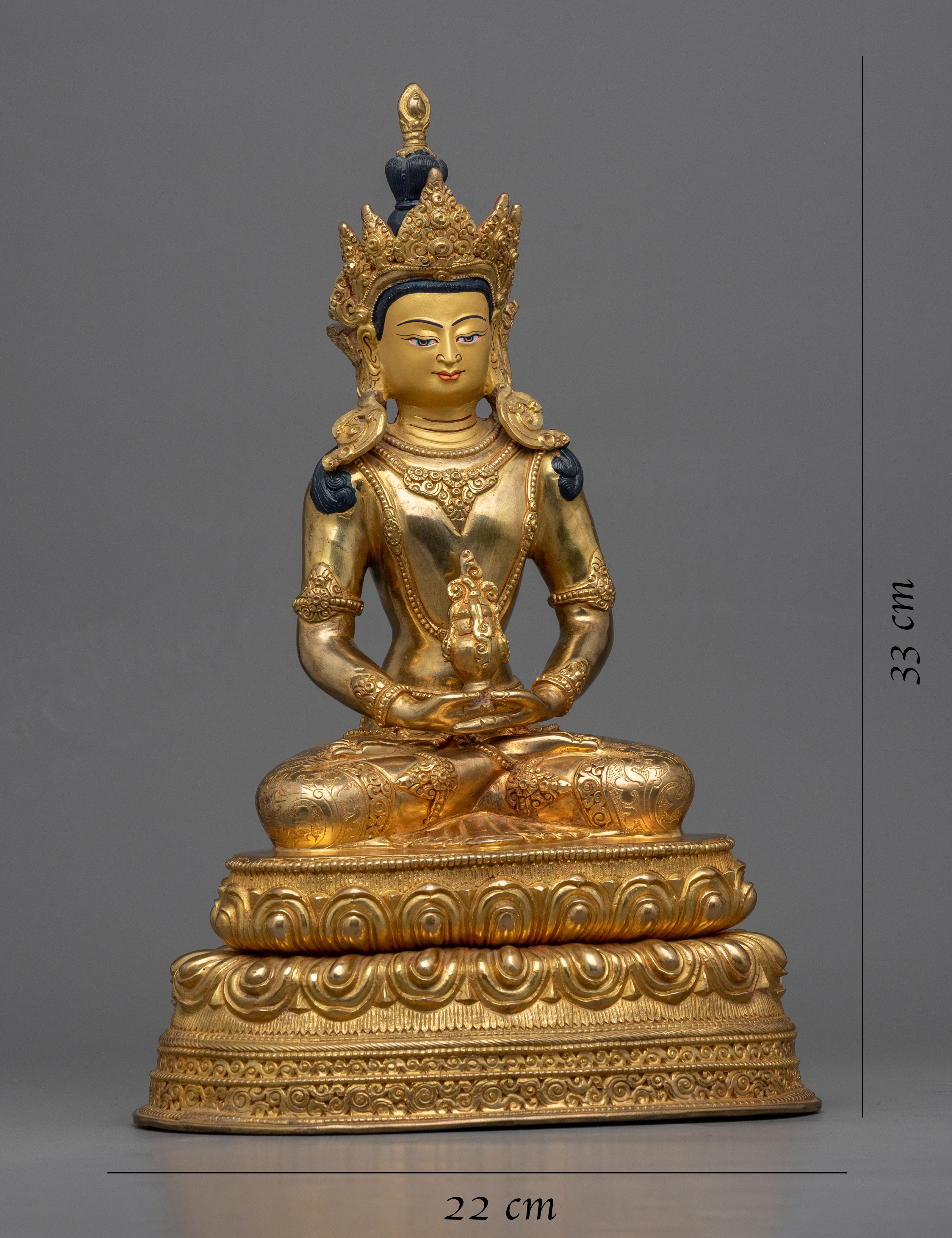 Amitayus of Pure Realm Statue | Gold-Plated Tibetan Buddhist Art